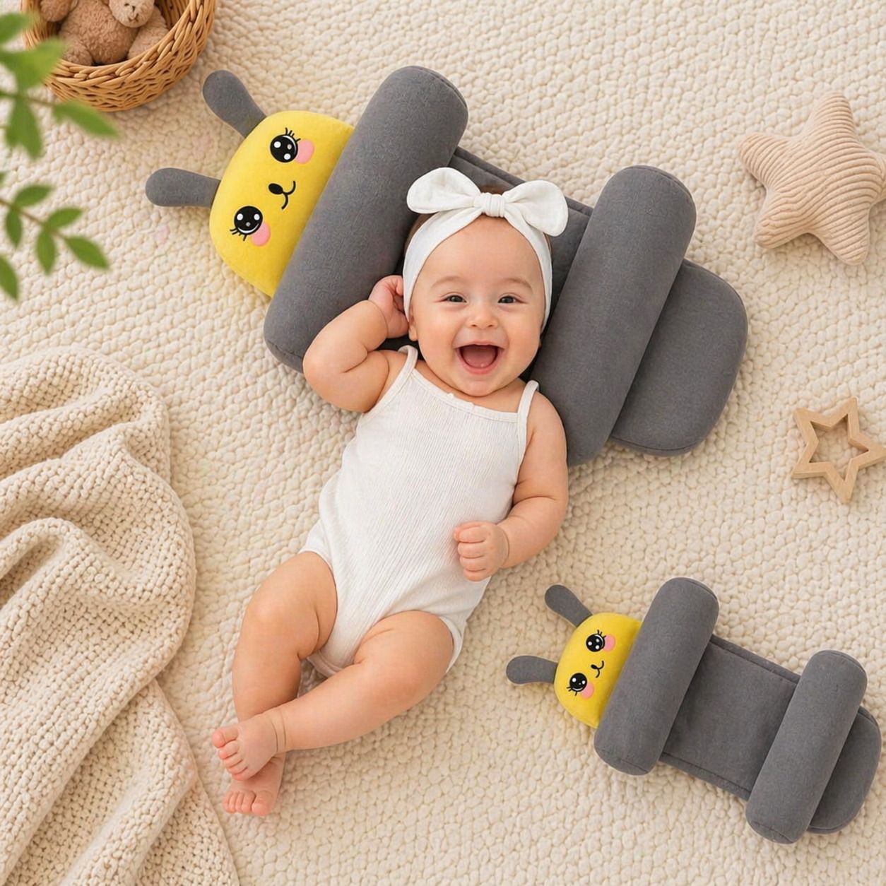Polyester Fibre Baby Pillow Pack of 1 Animals-image-25