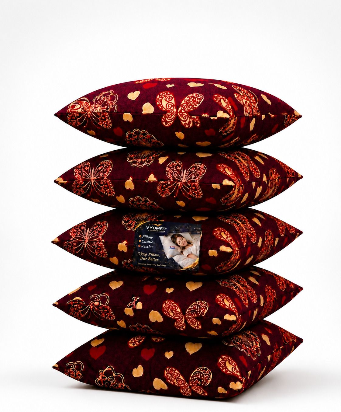 vyomfit Microfibre Cushion Pack of 5 Printed Premium Cushion Set | (16x16 inch)-picture-18