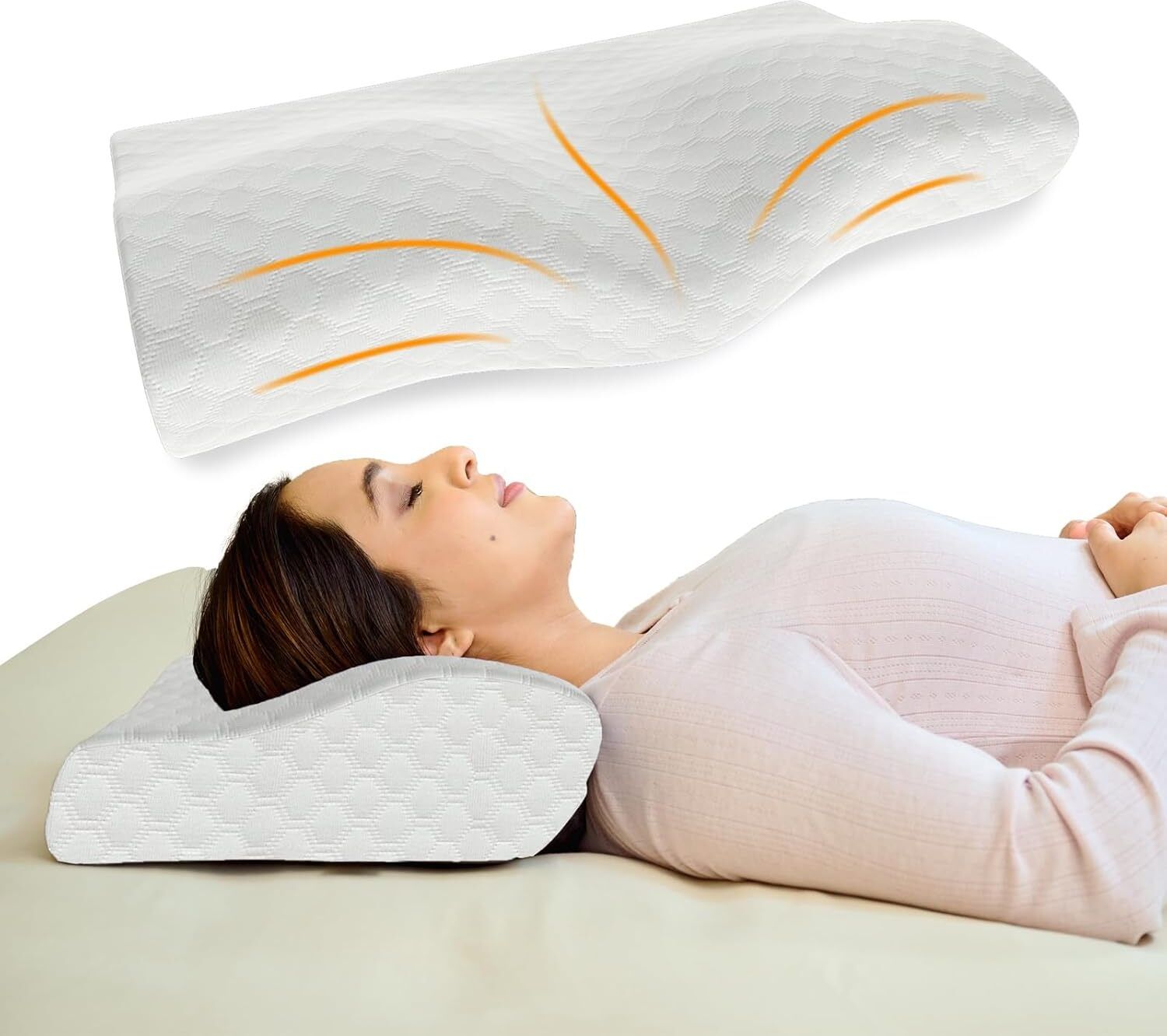 Memory Foam Orthopaedic Pillow Pack of 1 Solid Orthopedic Cervical Contour Pillow for Neck & Shoulder Pain Relief-image-47