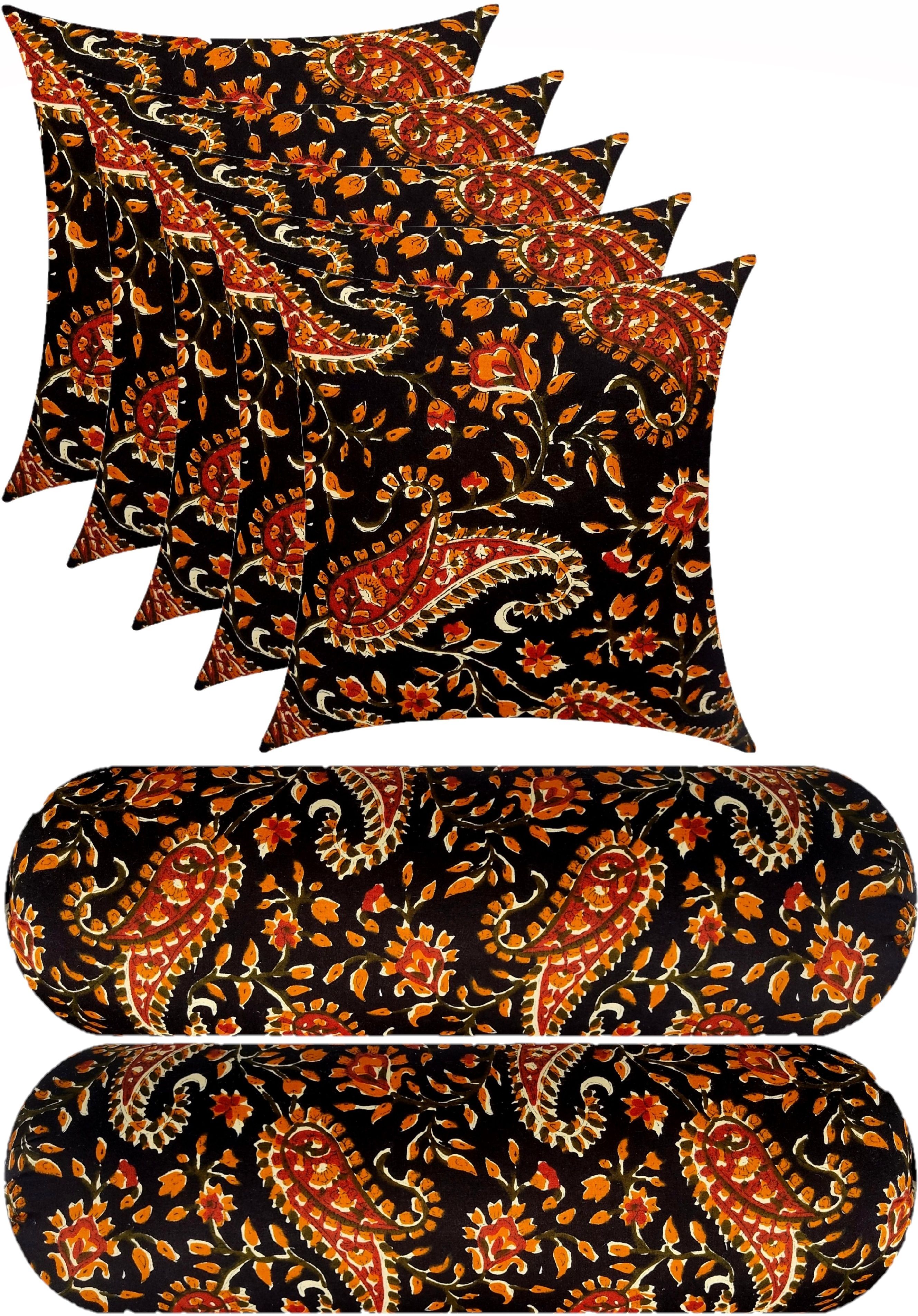 changers Combo Set Of 5 Cushion And 2 Microfibre Floral Bolster Pack of 7-picture-47