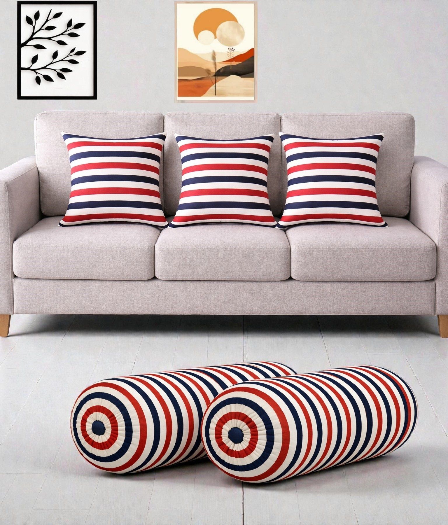 gkm Microfibre Bolster Pack of 5 Floral Combo Set Of 3 Cushion And 2 Bolster-picture-45