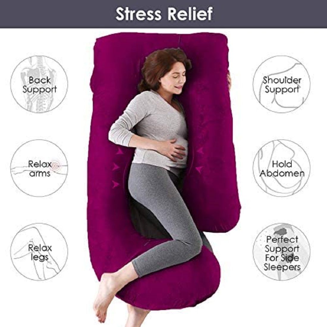 wild mint J SHAPE Microfibre Solid Pregnancy Pillow Pack of 1-picture-11