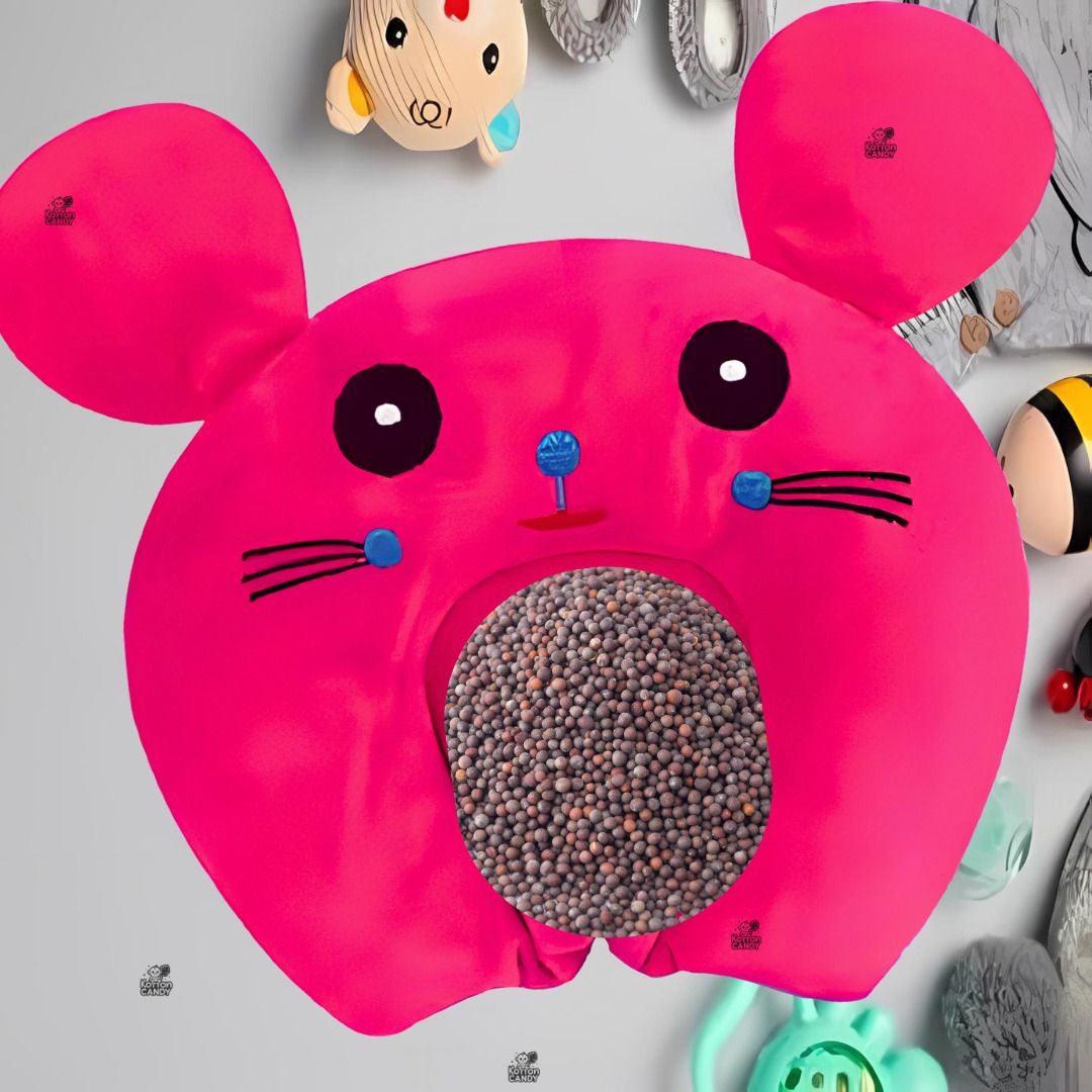 Mustard Seeds Baby Pillow Pack of 1 Animals Rai Pillow Velvet, Baby Head Shaping Takiya Soft Pillow Infant