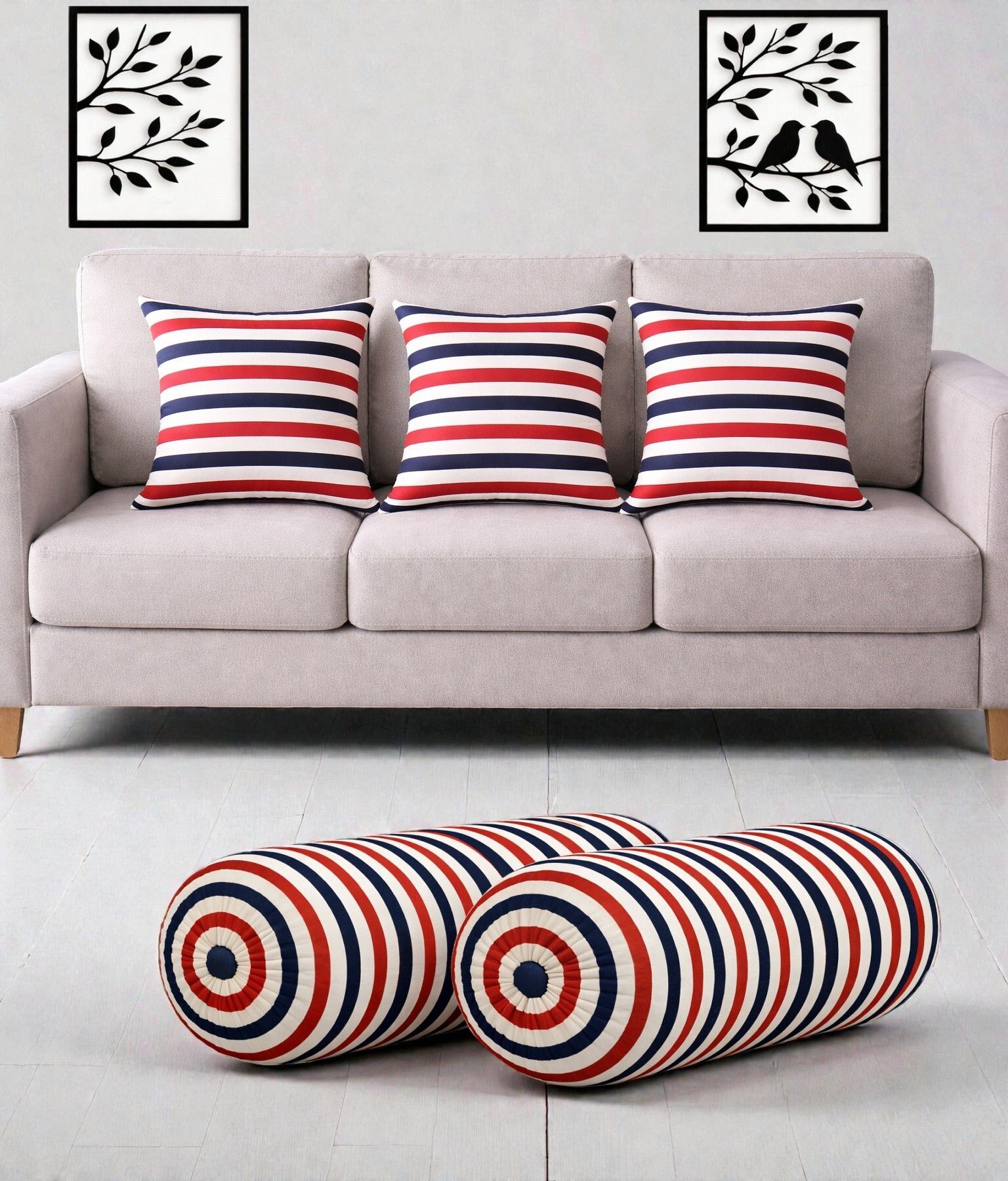 changers Microfibre Bolster Pack of 5 Geometric Combo Set Of 3 Cushion And 2 Bolster-picture-11