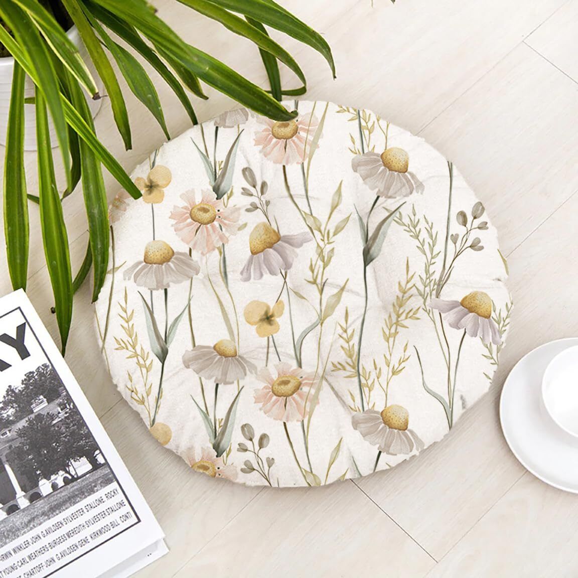 the purple tree Polyester Fibre Floral Chair Pad Pack of 1-picture-11