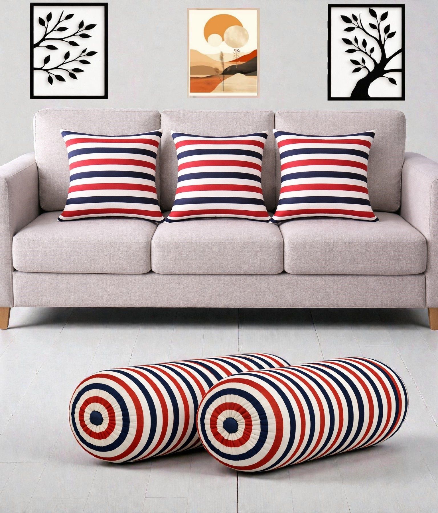 changers Microfibre Bolster Pack of 5 Floral Combo Set Of 3 Cushion And 2 Bolster-picture-32