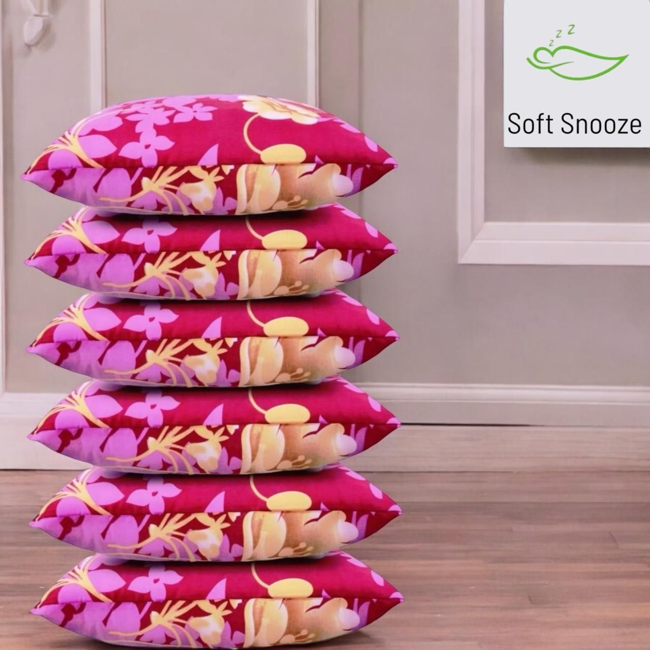 soft snooze Soft Luxury Microfibre Floral Sleeping Pillow Pack of 6-picture-21