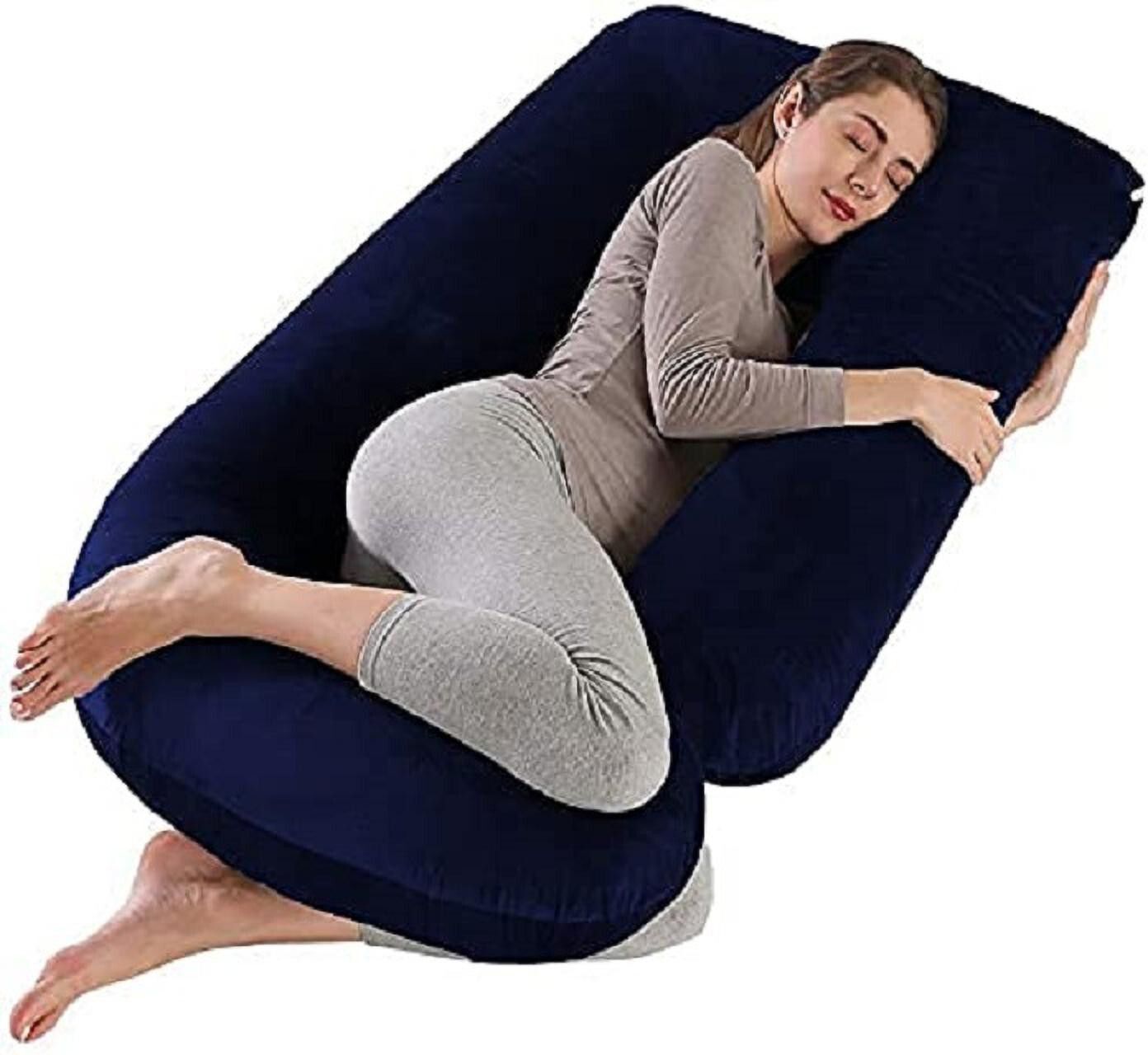Polyester Fibre, Microfibre Pregnancy Pillow Pack of 1 Solid ultra soft j shaped pillow-image-27