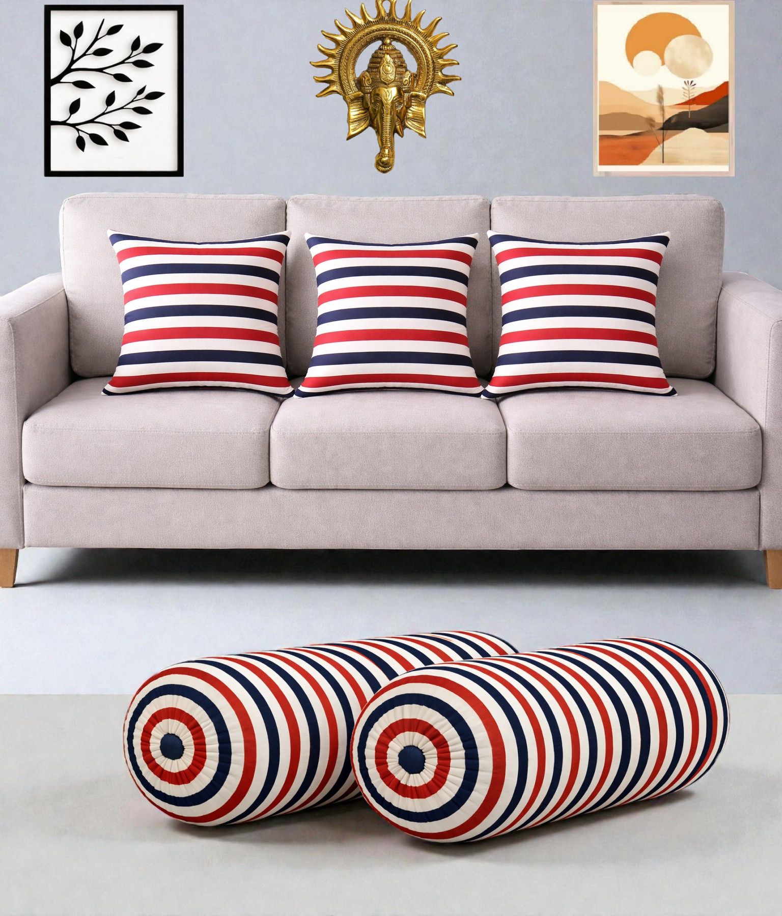 changers Microfibre Bolster Pack of 5 Floral Combo Set Of 3 Cushion And 2 Bolster-picture-36