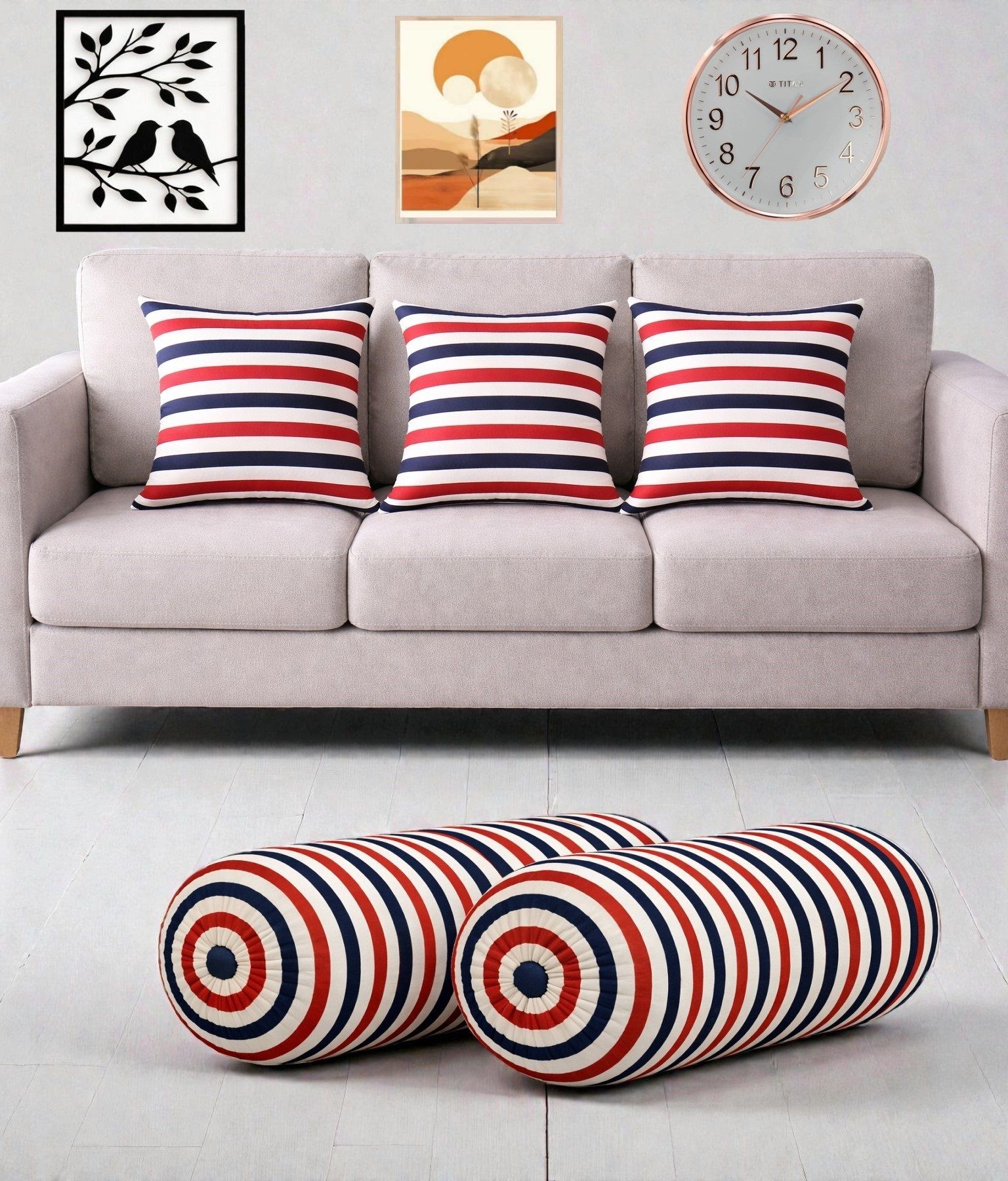 changers Microfibre Bolster Pack of 5 Floral Combo Set Of 3 Cushion And 2 Bolster-picture-43