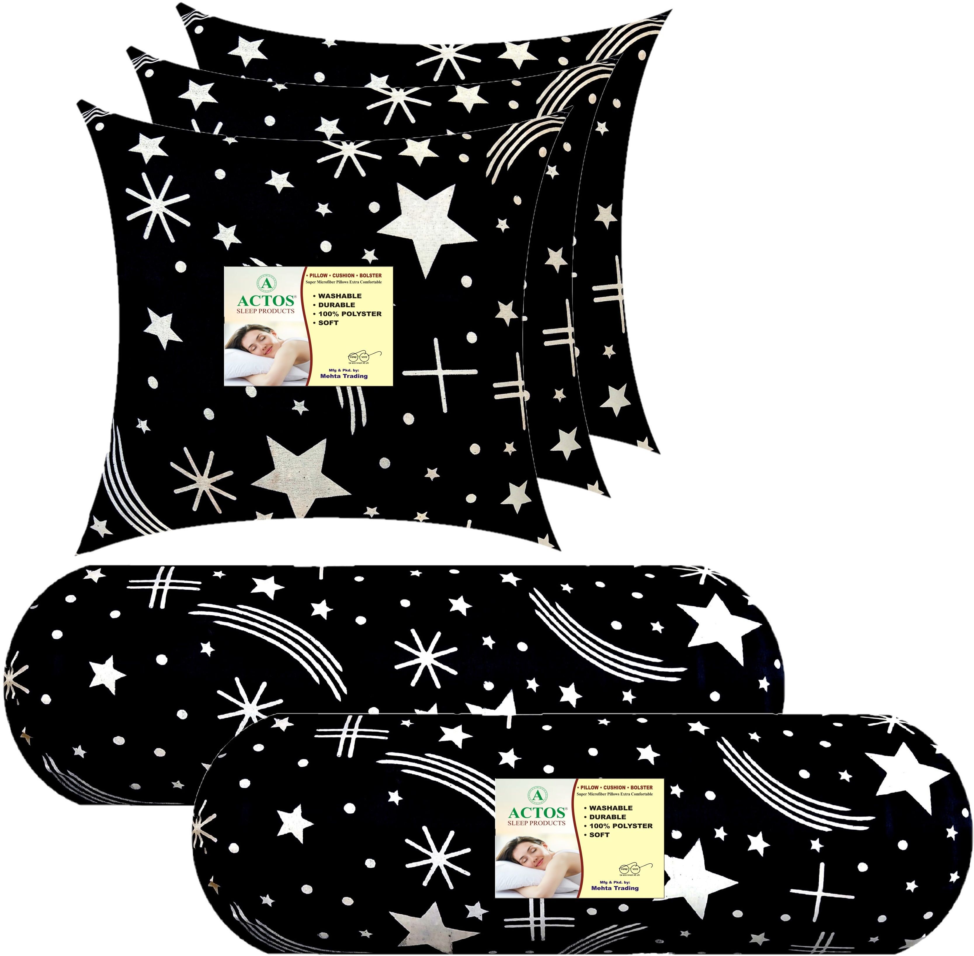 Microfibre Bolster Pack of 5 Geometric 3 Cushion And 2-image-12