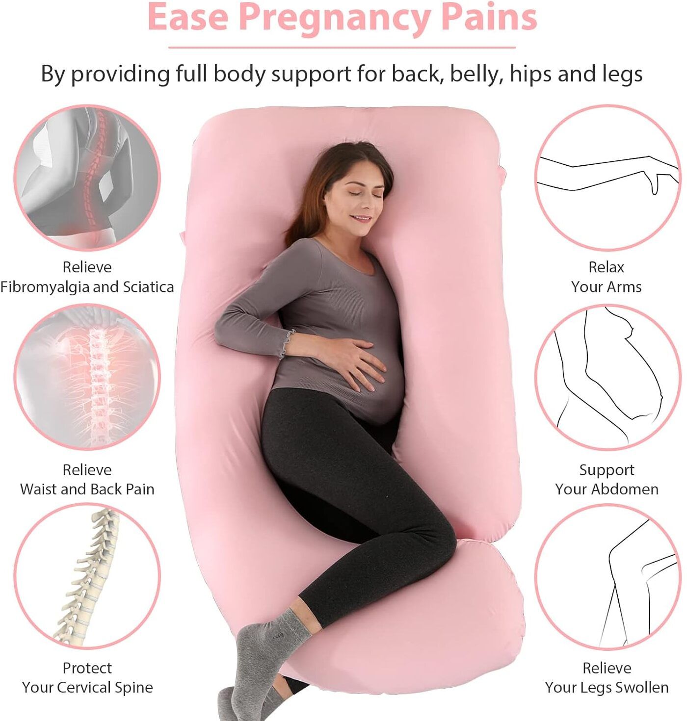 J SHAPE Microfibre Solid Pregnancy Pillow Pack of 1