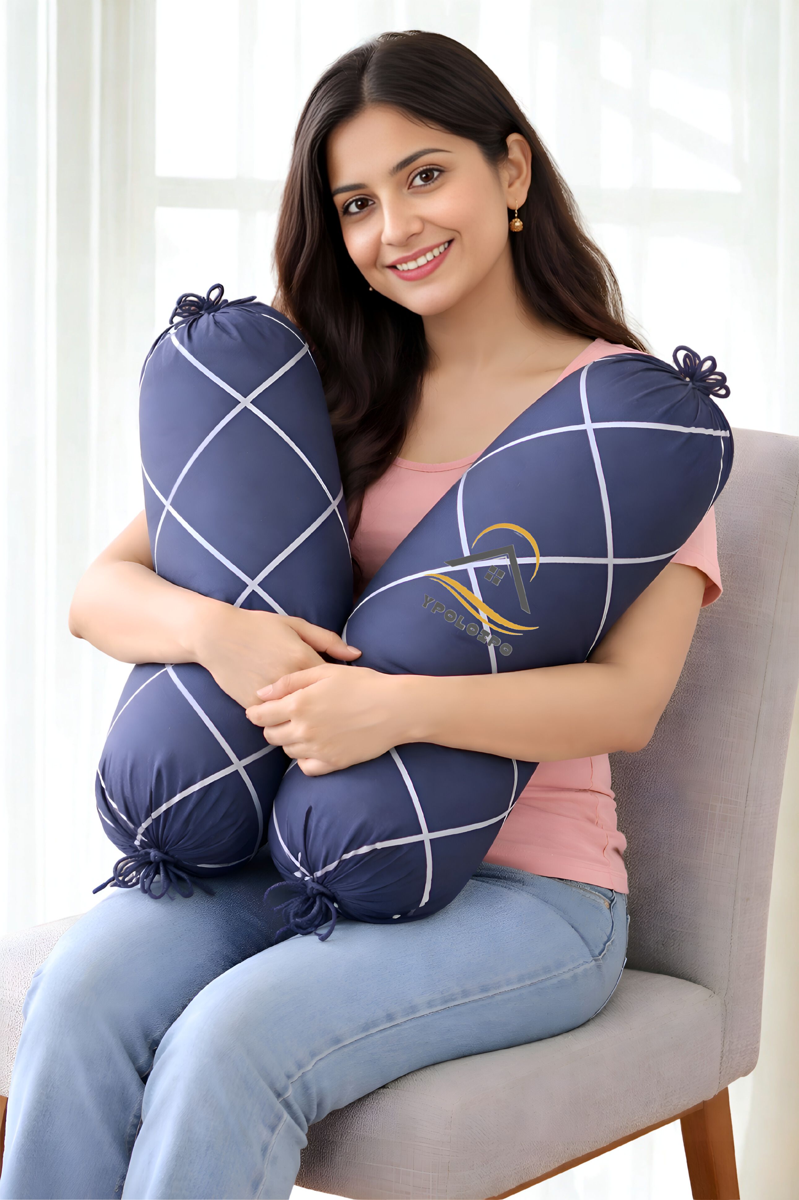 Microfibre Bolster Pack of 2 Geometric Premium