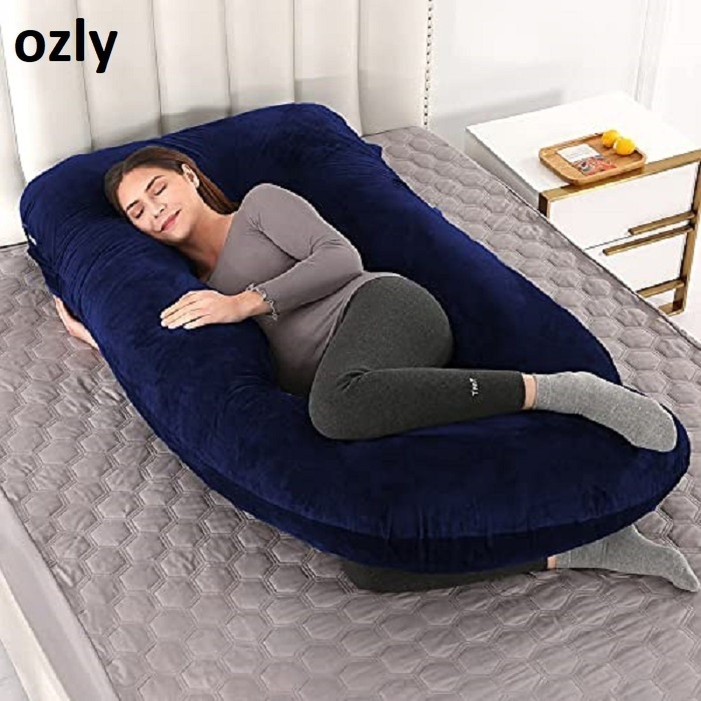 Microfibre, Polyester Fibre Pregnancy Pillow Pack of 1 Solid ultra soft j shaped pillow-image-29