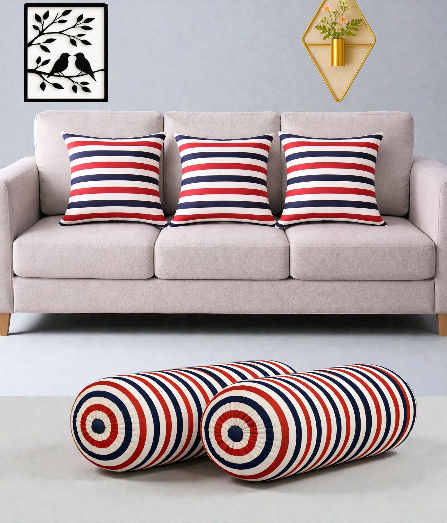 swikon star Microbeads Bolster Pack of 5 Floral Combo Set Of 3 Cushion And 2 Bolster-picture-11