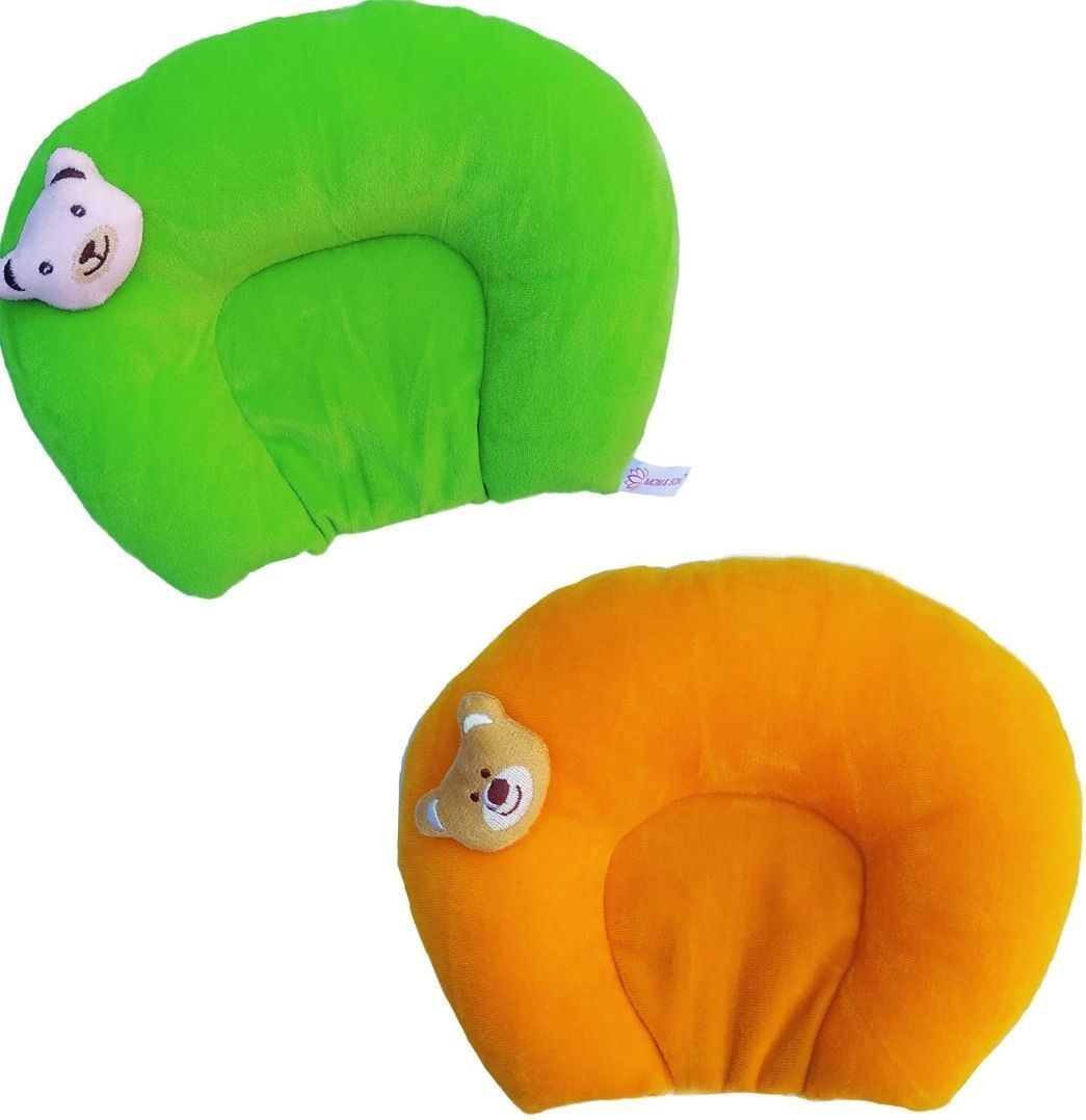 momease Microfibre Baby Pillow Pack of 2 Toons & Characters Mustard Pillow For Newborn Baby Round Head Shaping Baby Pillow-picture-41