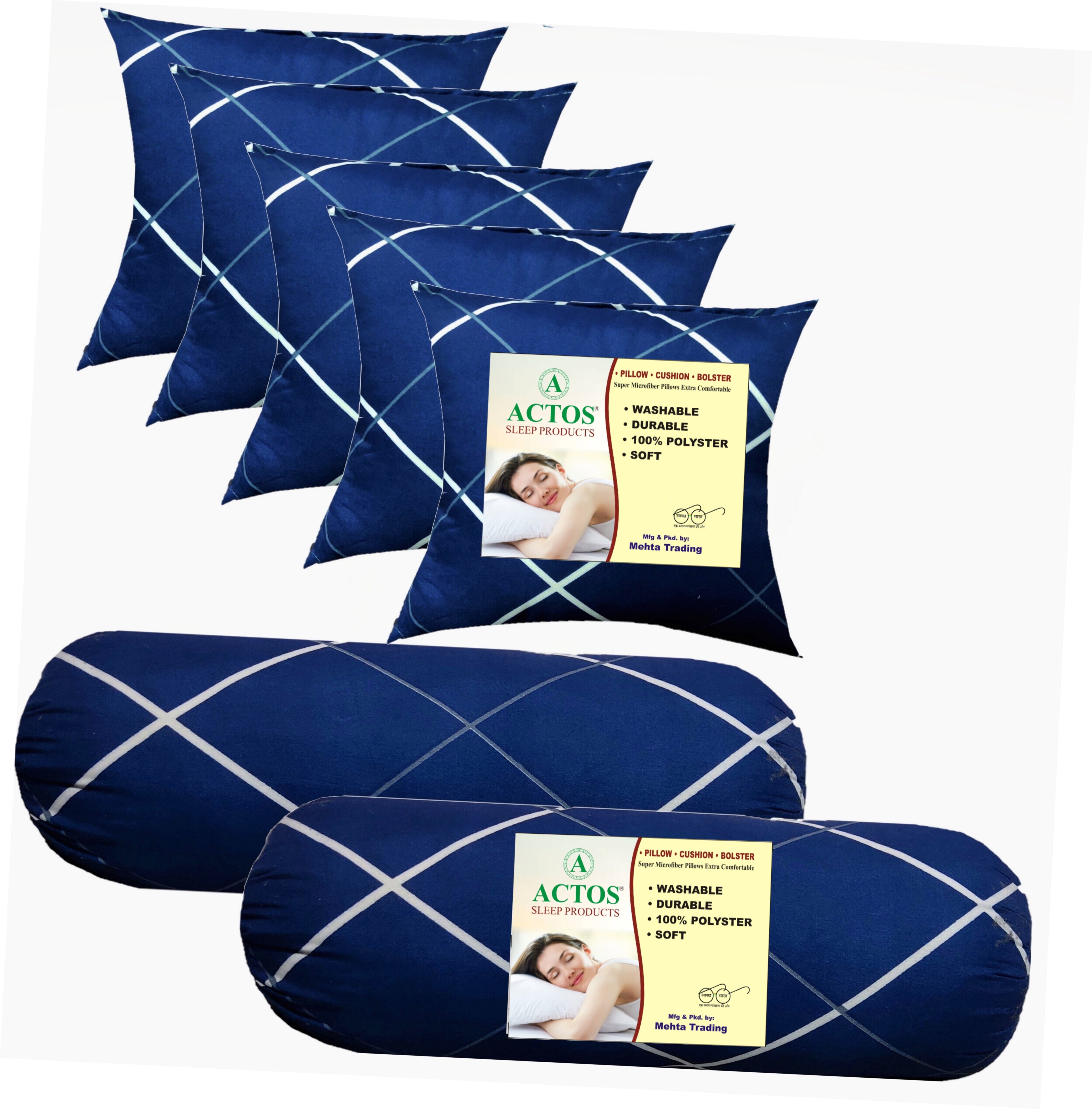 5 Cushion And 2 Microfibre Floral Bolster Pack of 7