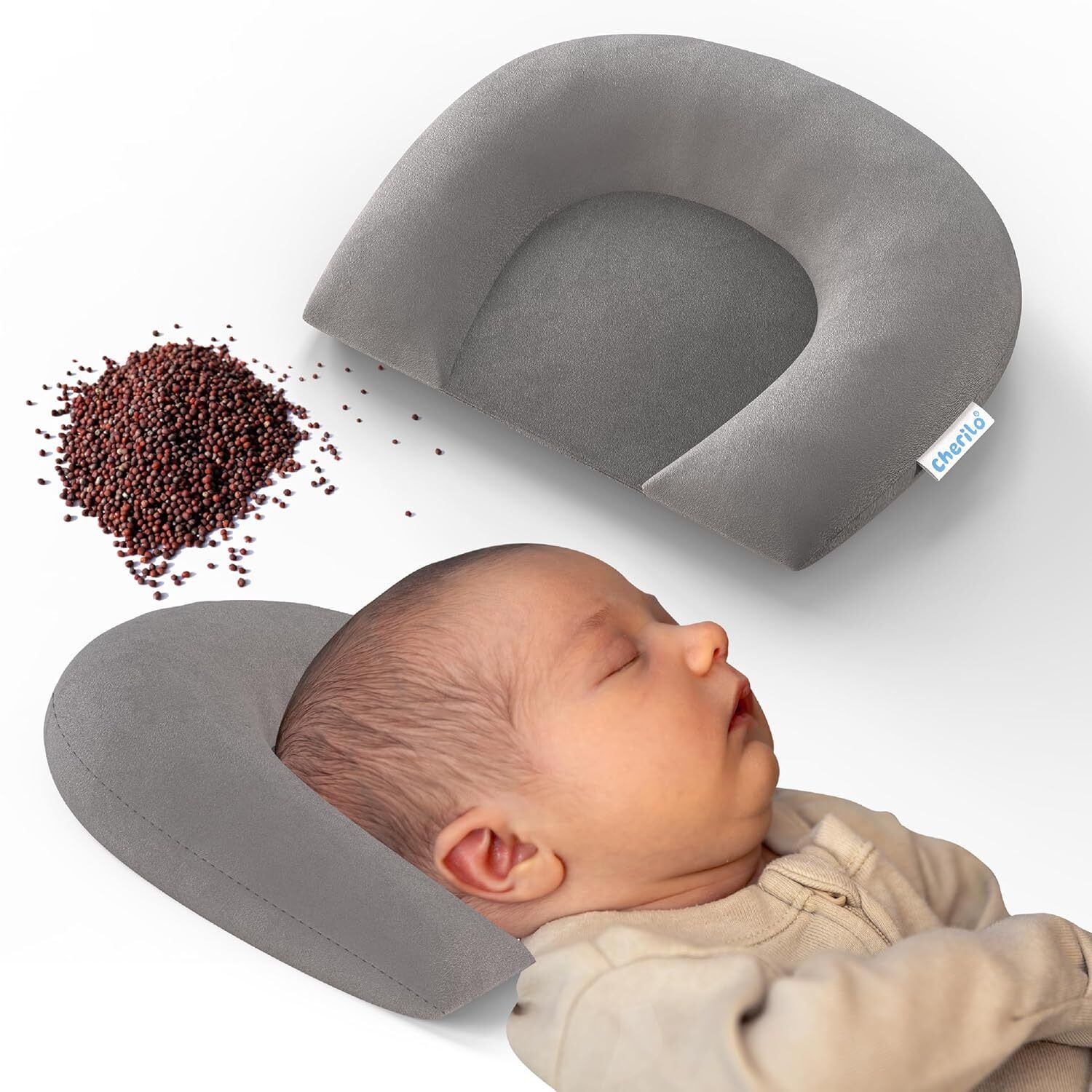 cherilo Mustard Seeds Baby Pillow Pack of 1 Solid-picture-7