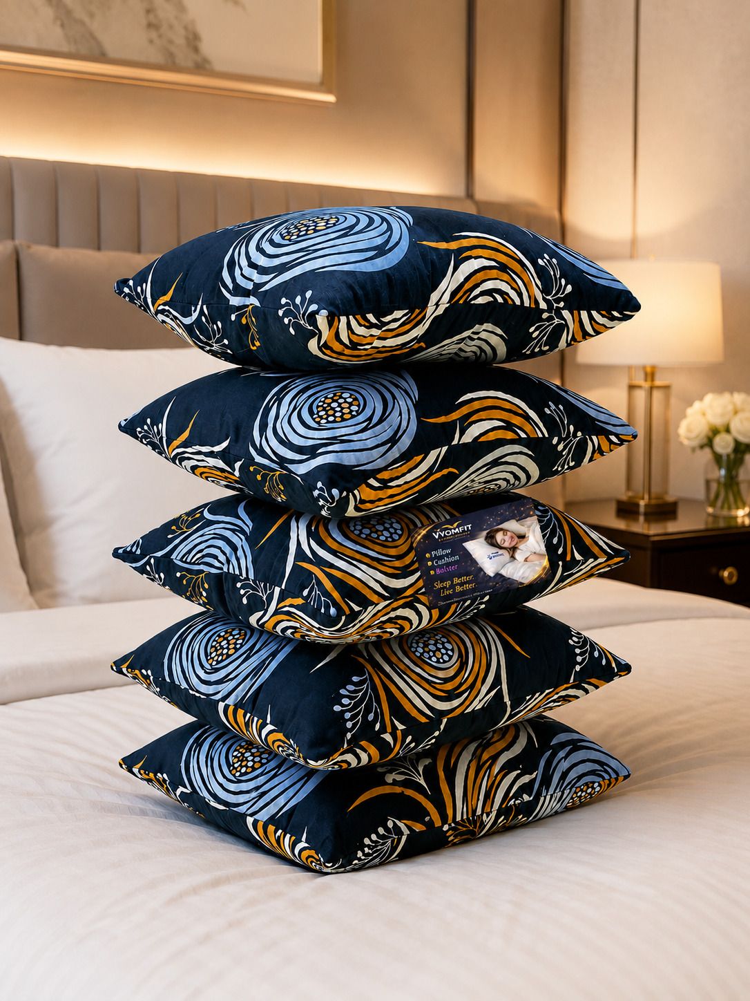 vyomfit Microfibre Cushion Pack of 5 Printed Premium Cushion Set | (16x16 inch)-picture-19