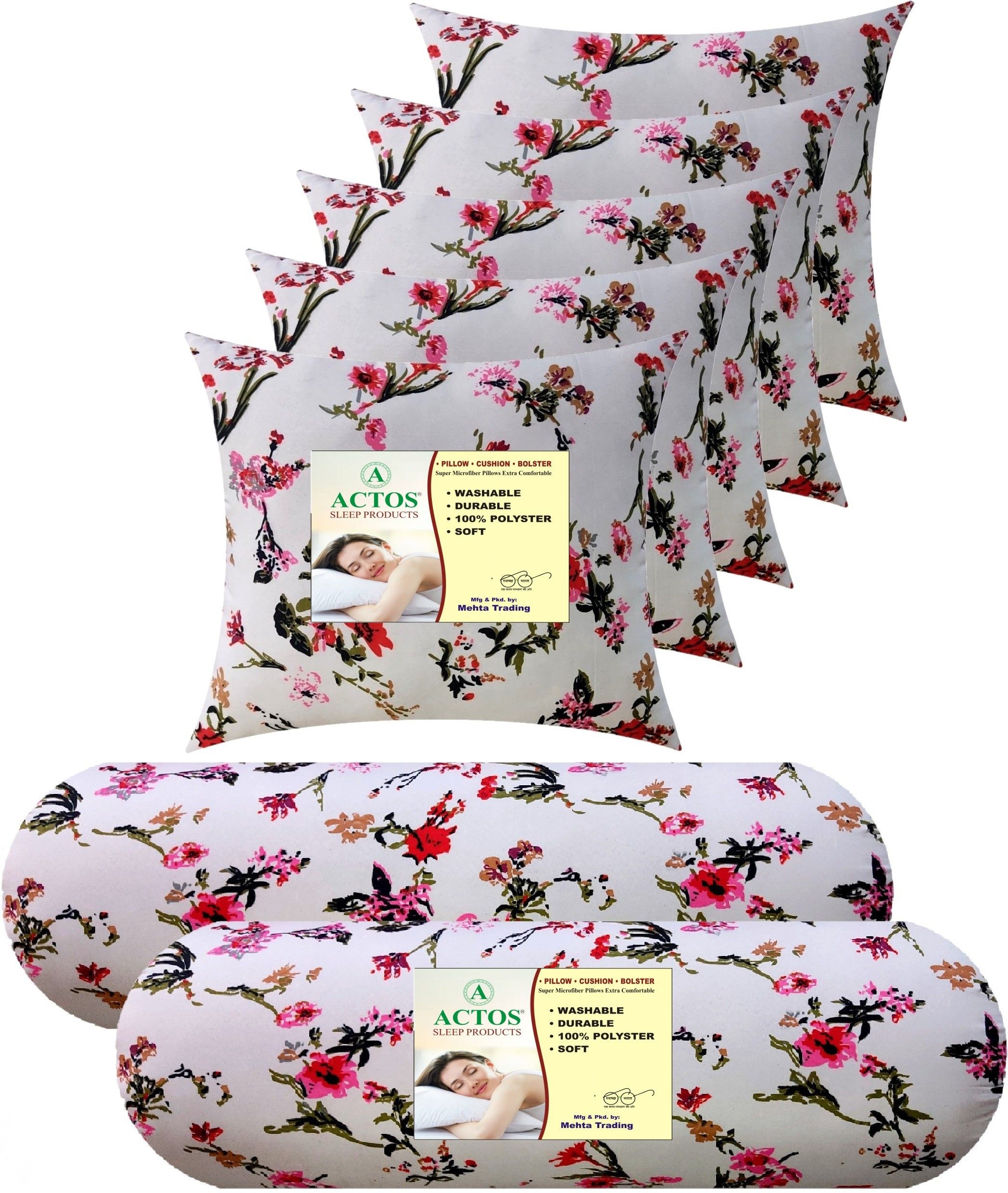 actos Microfibre Floral Bolster Pack of 7-picture-20