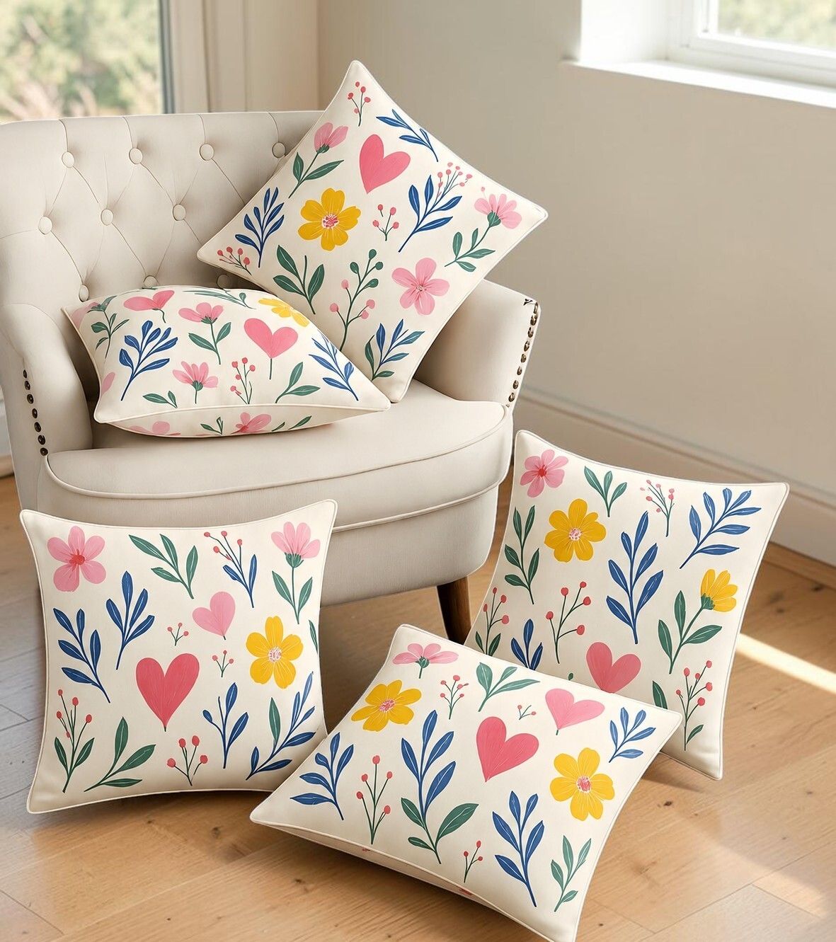Microfibre Cushion Pack of 5 Floral-image-38