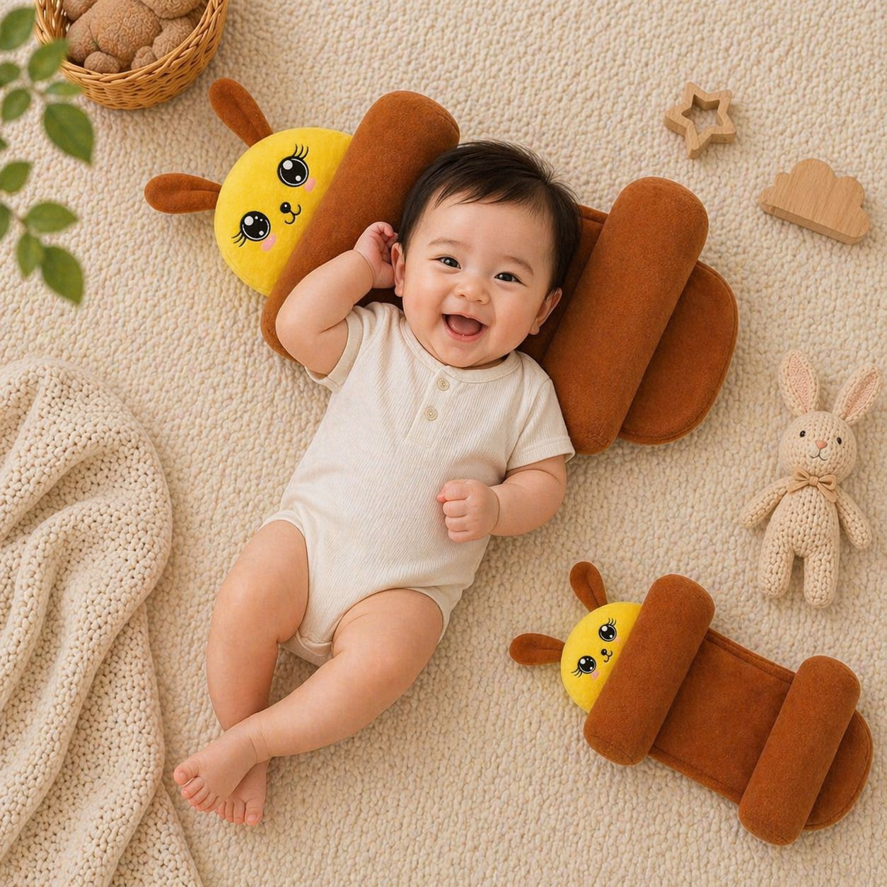 Polyester Fibre Baby Pillow Pack of 1 Animals-image-0
