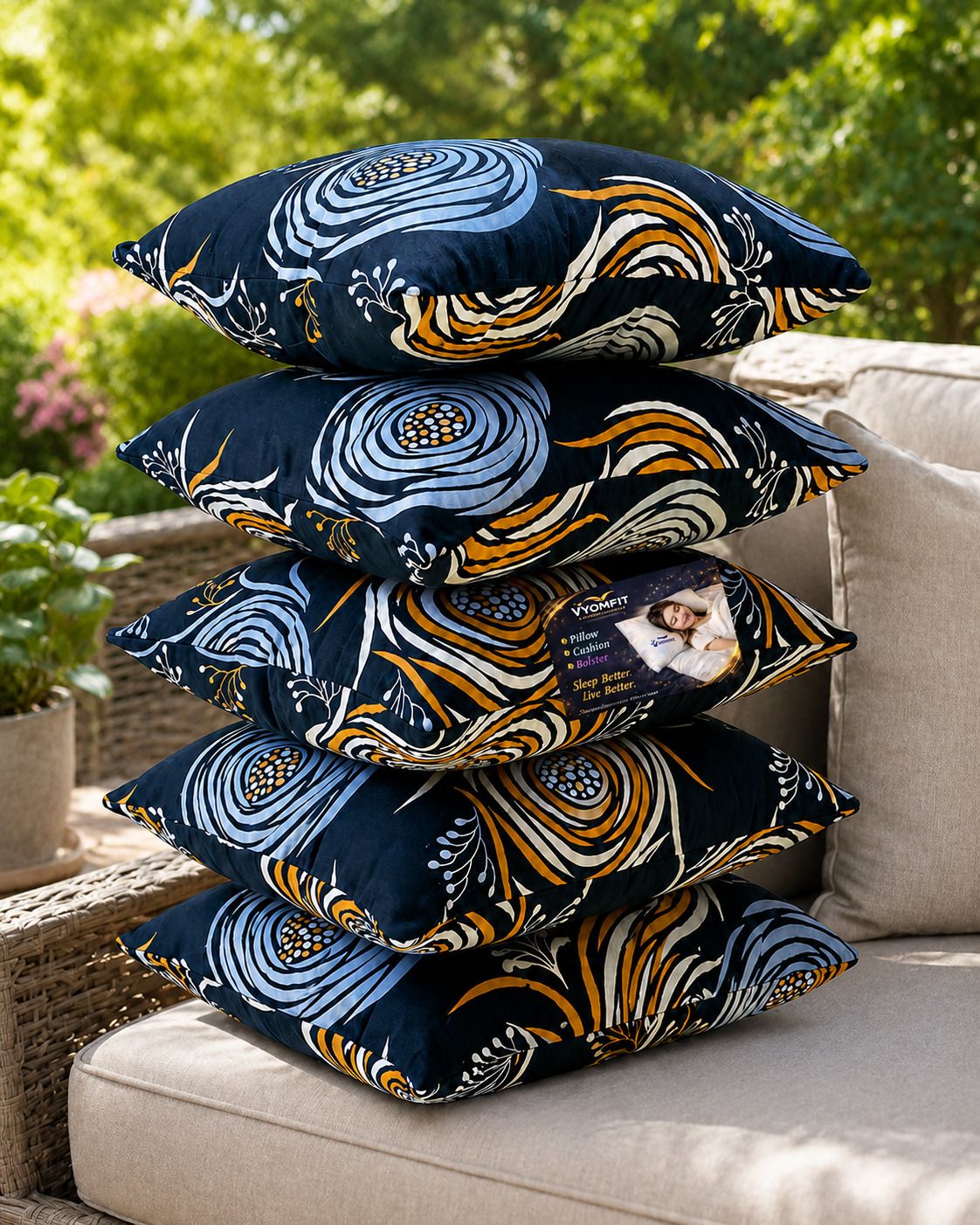 Microfibre Cushion Pack of 5 Printed Premium Cushion Set | (16x16 inch)-image-45