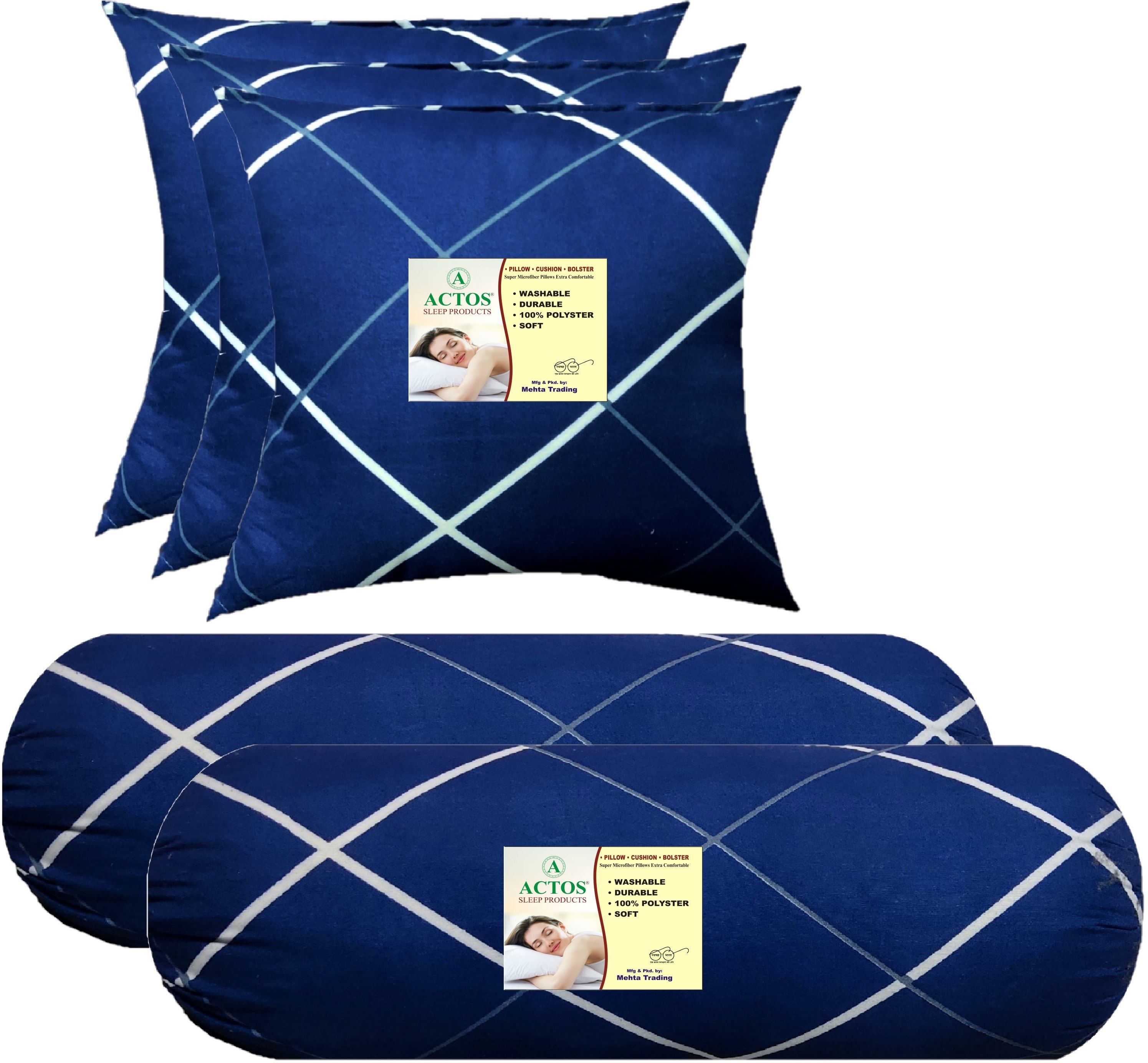 3 Cushion And 2 Microfibre Geometric Bolster Pack of 5-image-47