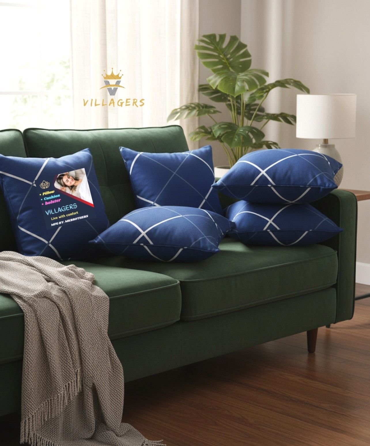Premium Cushion Set | (16x16 inch) Polyester Fibre Abstract Cushion Pack of 5-image-2