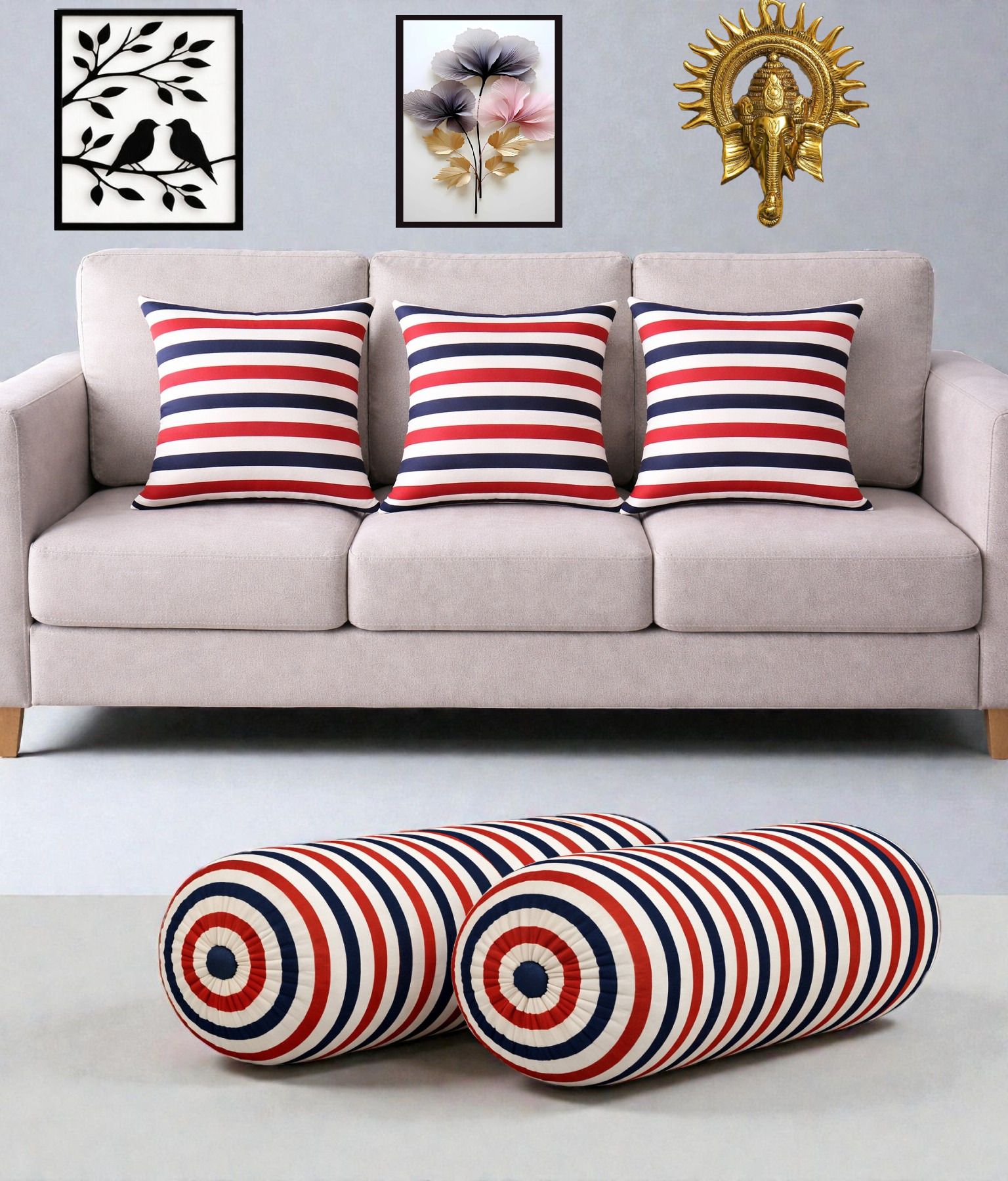 changers Microfibre Bolster Pack of 5 Floral Combo Set Of 3 Cushion And 2 Bolster-picture-20