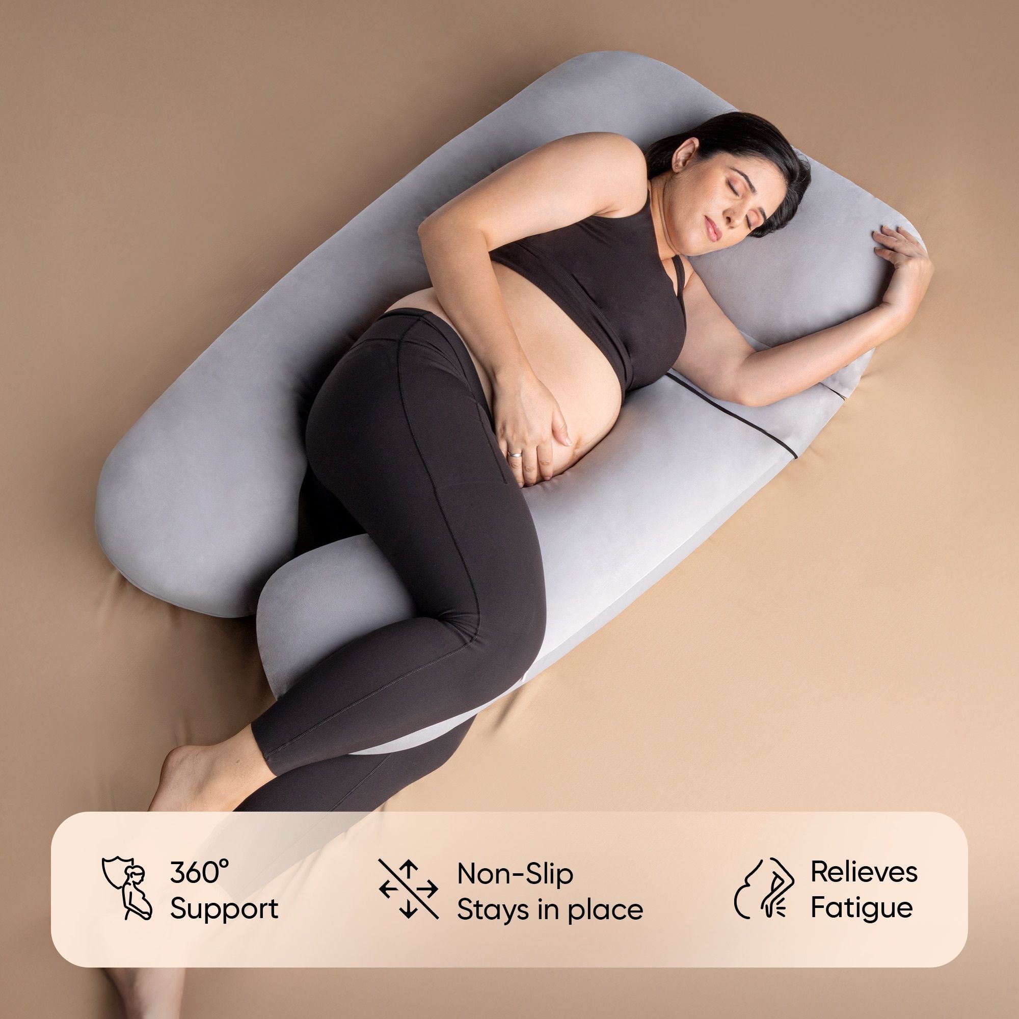 frido Microfibre Pregnancy Pillow Pack of 1 Solid Maternity U-Shaped Pillow| Body Support Pregnancy Pillow for Sleeping & Relaxing-picture-3