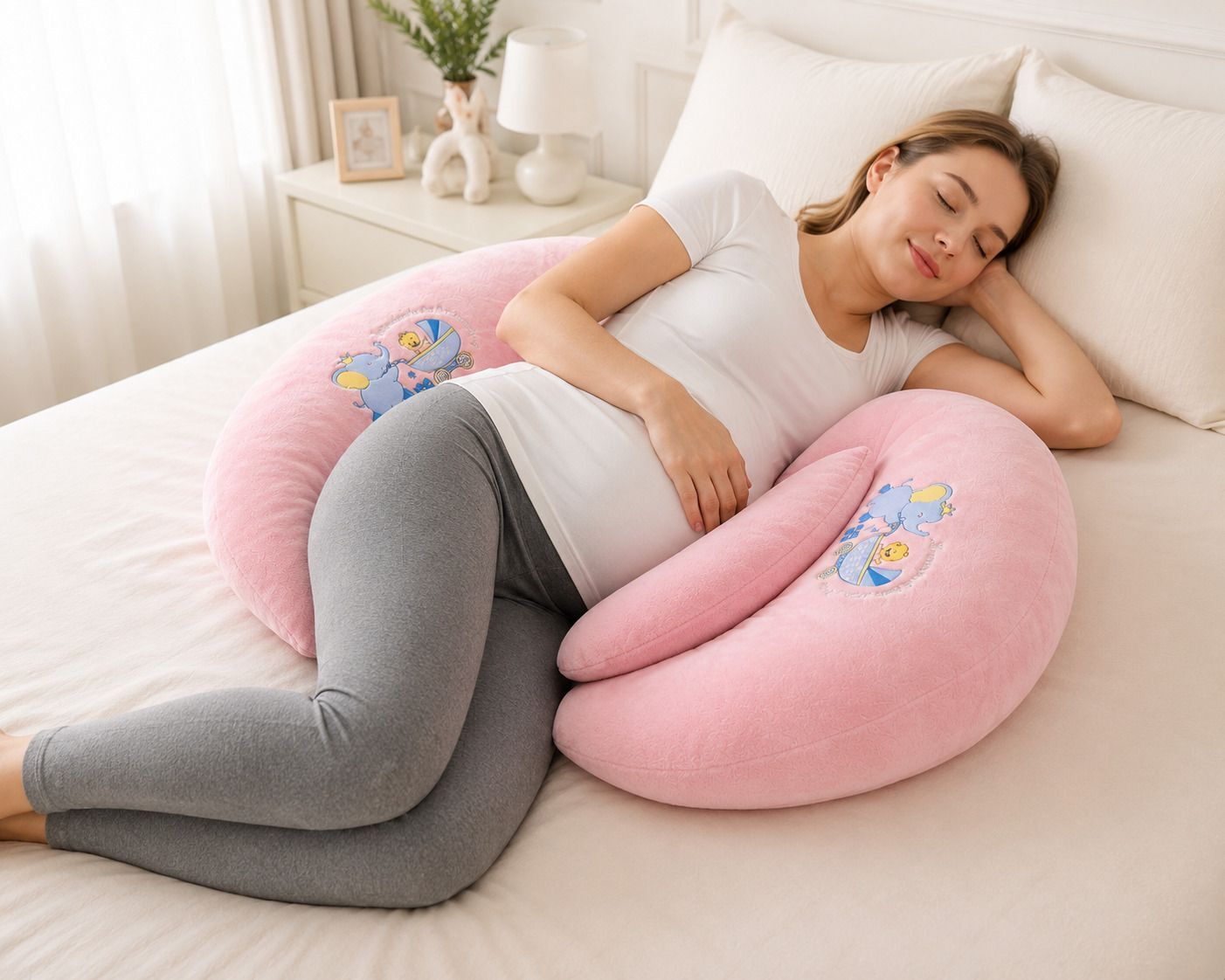Microfibre Pregnancy Pillow Pack of 1 Printed Pregnant Pillow & Maternity Pillow for Pregnancy Sleeping Belly Support Pillow-image-3