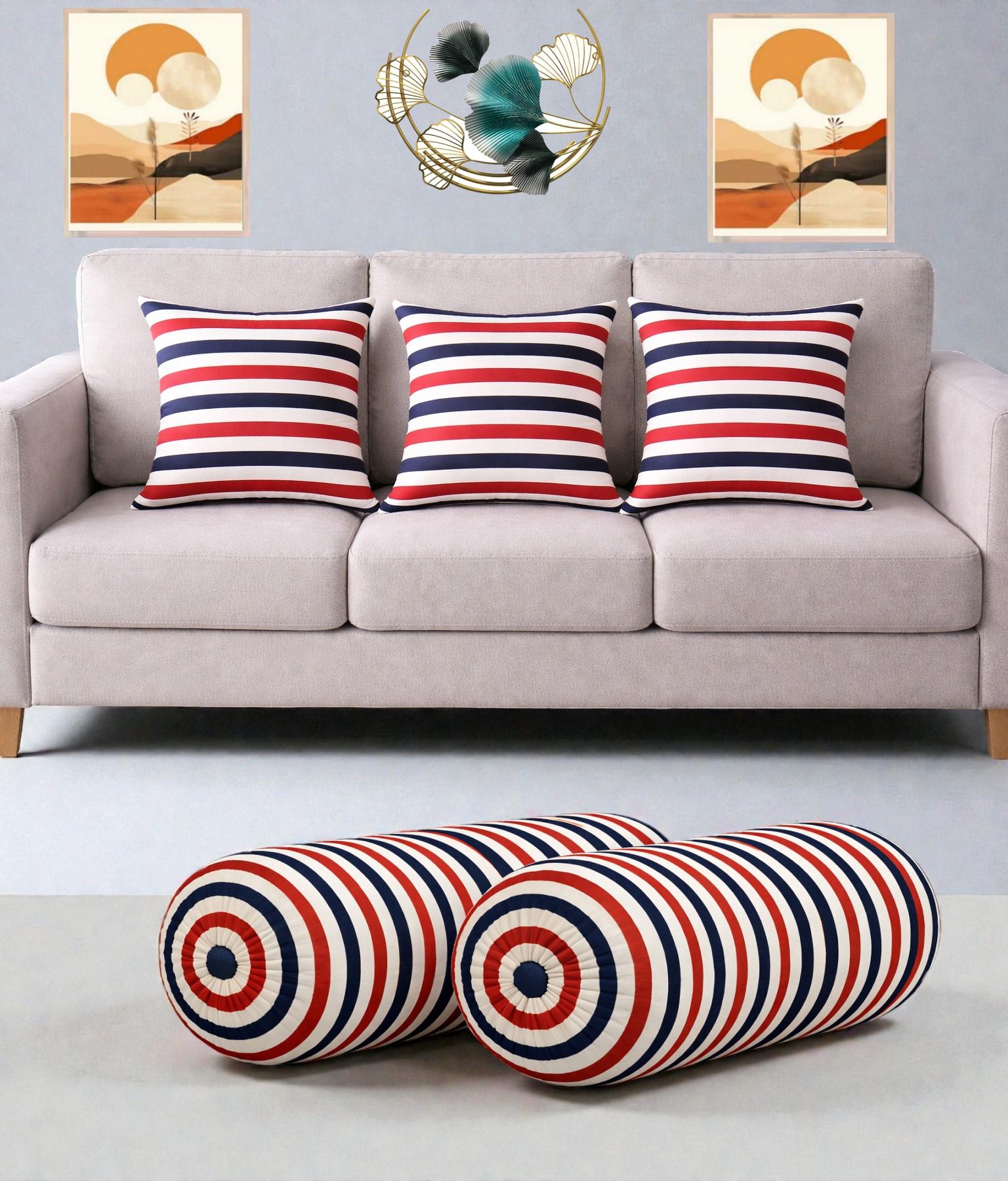 changers Microfibre Bolster Pack of 5 Floral Combo Set Of 3 Cushion And 2 Bolster-picture-16