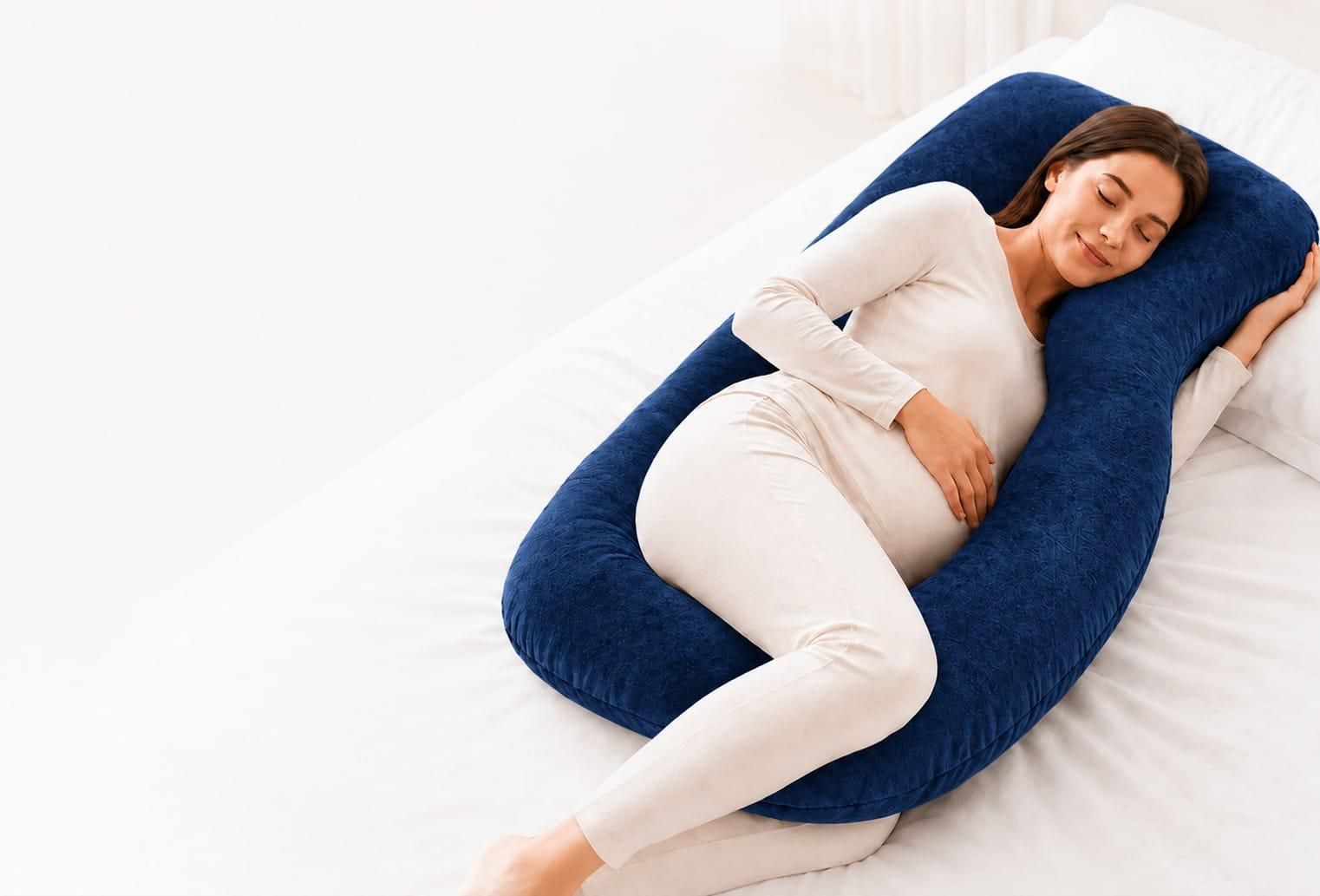 Polyester Fibre Pregnancy Pillow Pack of 1 Solid Ultra Soft Maternity Body Support Pillow for Pregnant Women-image-16