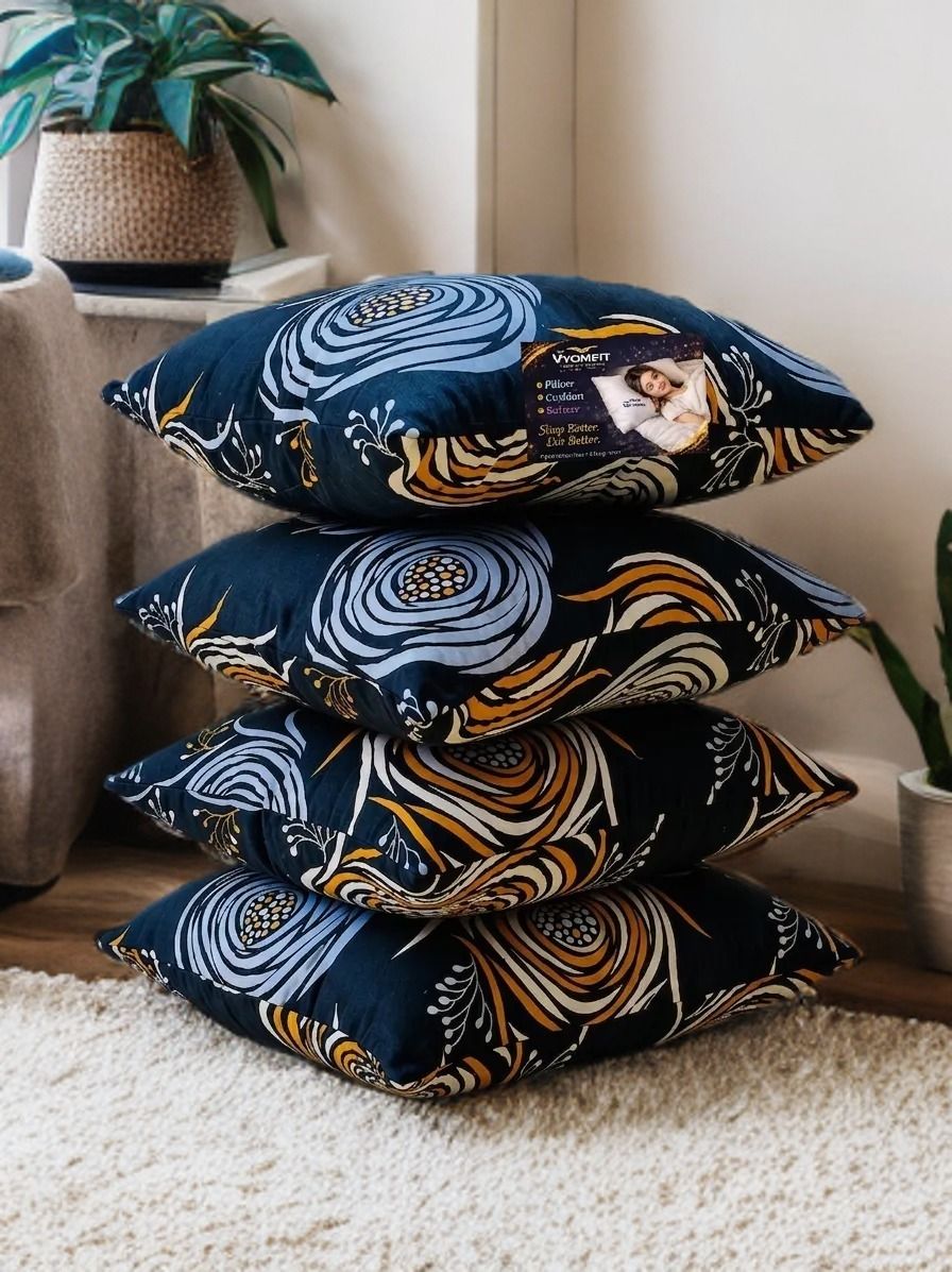 Microfibre Cushion Pack of 4 Printed Premium Cushion Set | (16x16 inch)-image-24