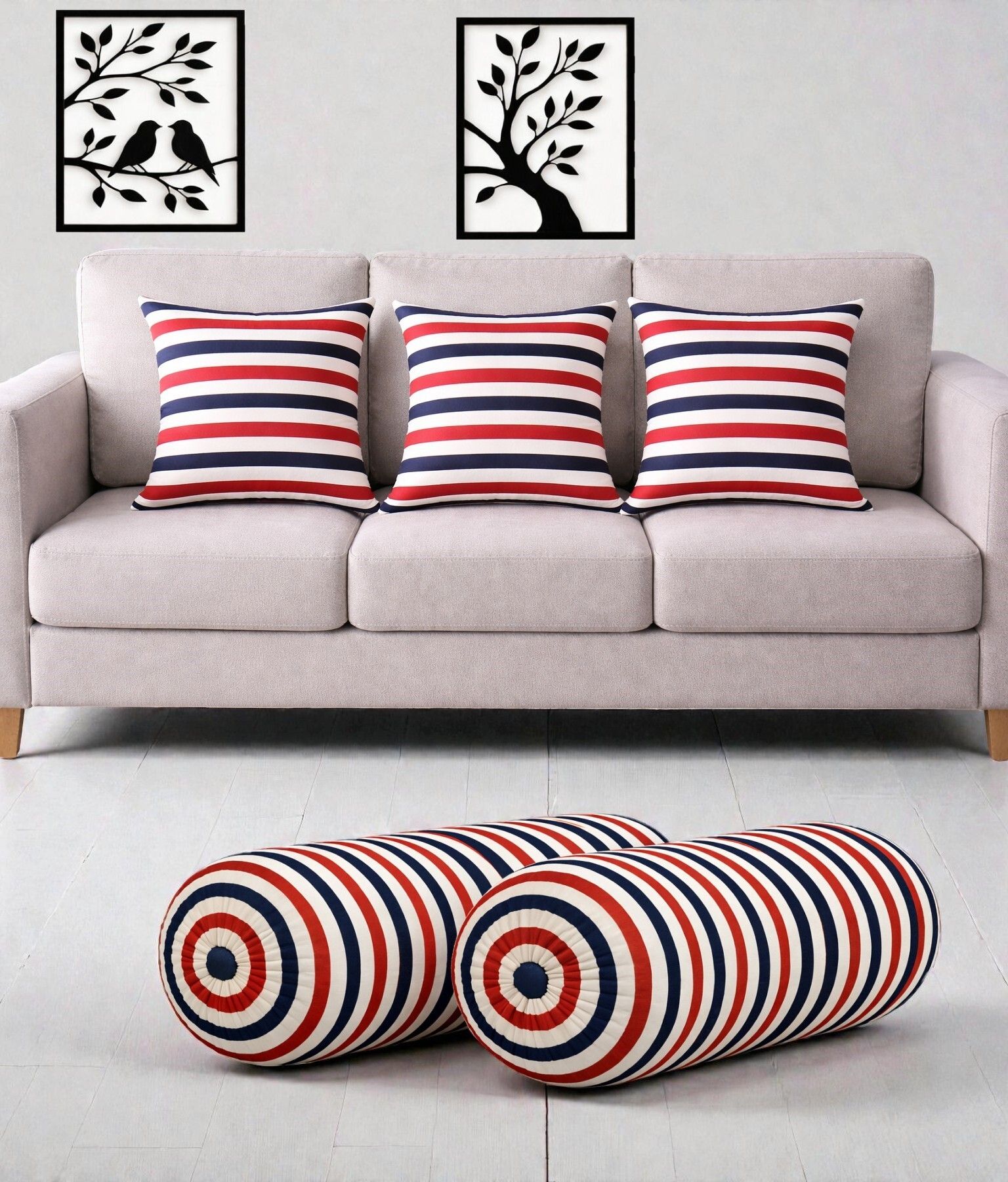 Microfibre Bolster Pack of 5 Floral Combo Set Of 3 Cushion And 2 Bolster-image-32