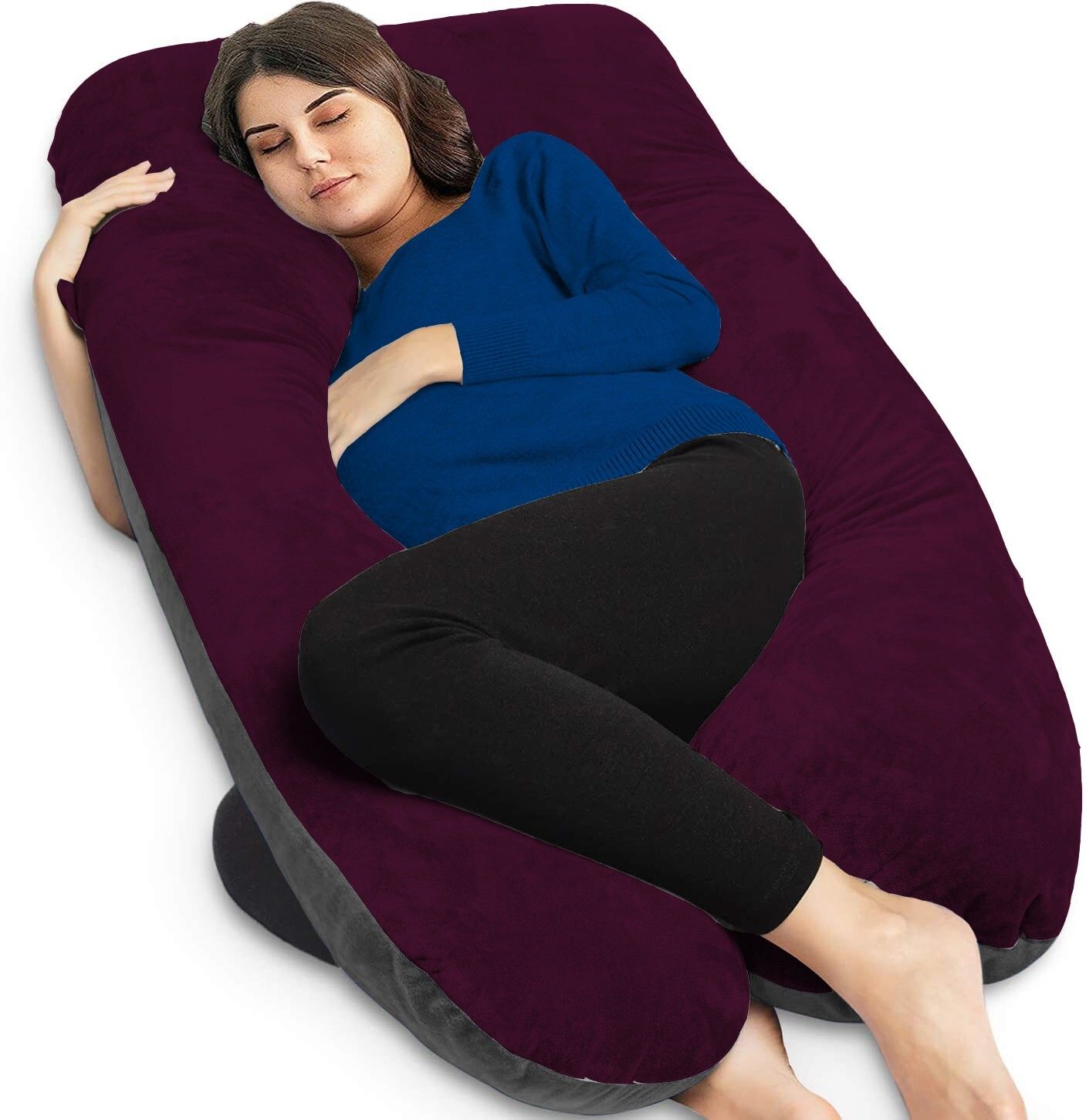 Microfibre Solid Pregnancy Pillow Pack of 1-image-42