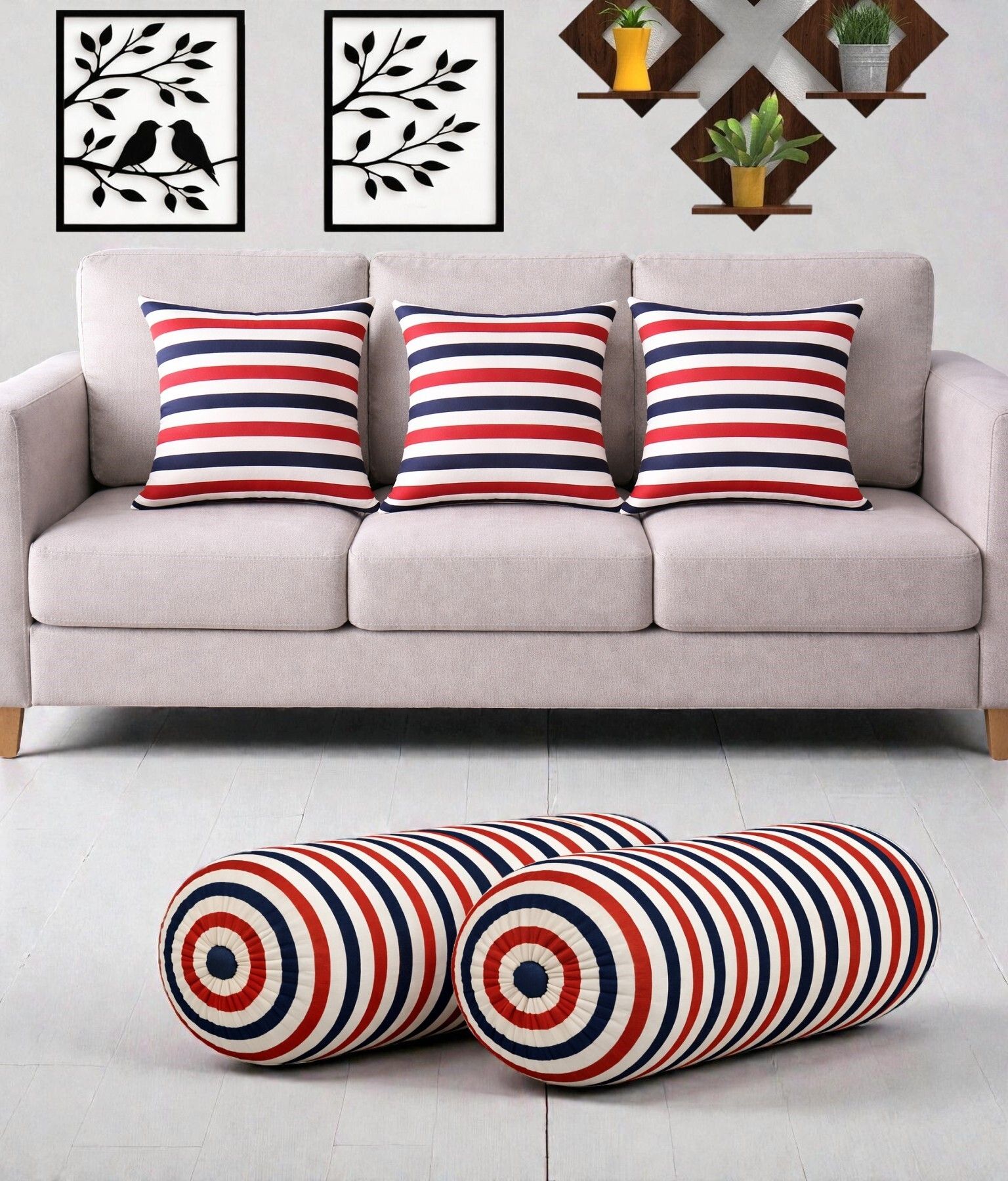 gkm Microfibre Bolster Pack of 5 Floral Combo Set Of 3 Cushion And 2 Bolster-picture-35