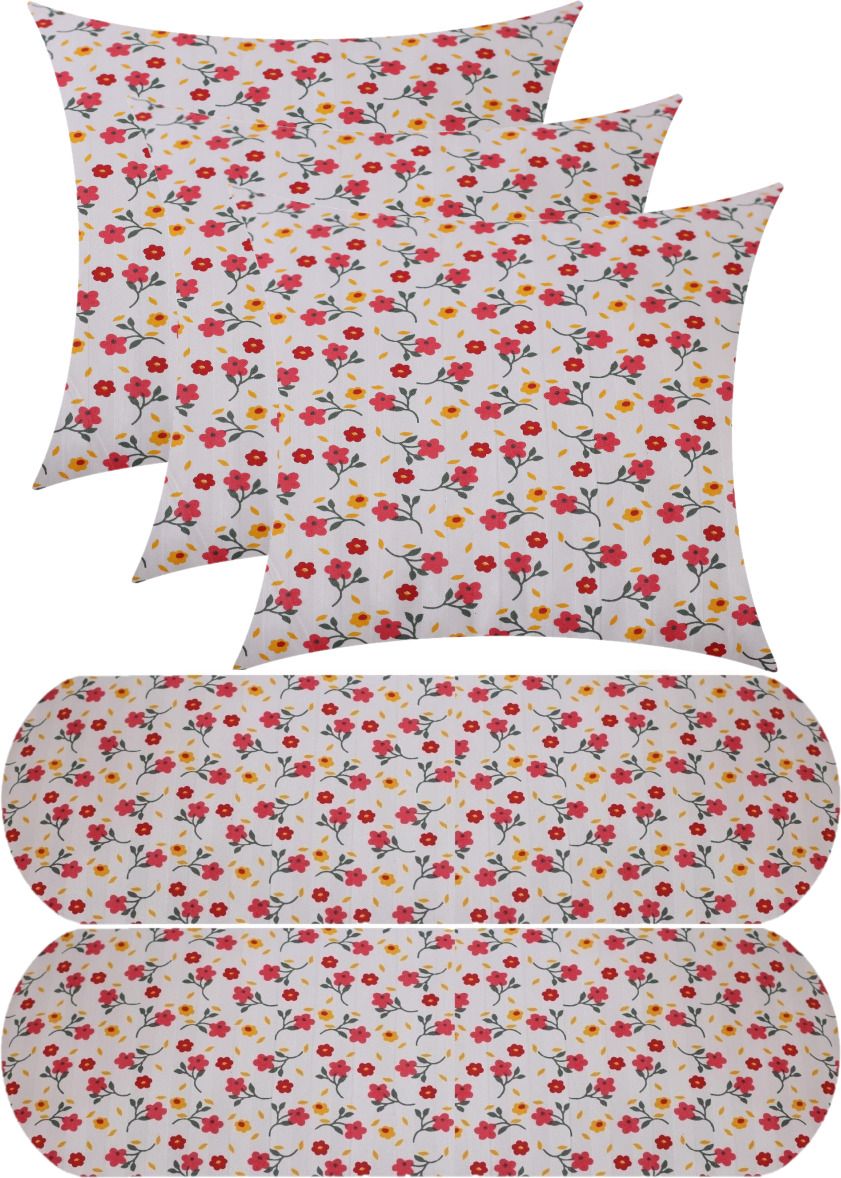 changers 3 Cushion And 2 Bolster Microfibre Floral Bolster Pack of 5-picture-8