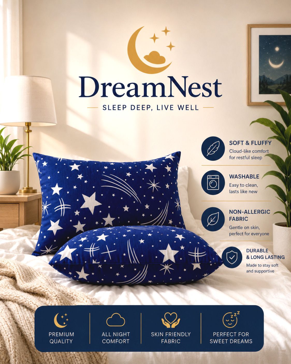 dreamnest Microfibre Sleeping Pillow Pack of 2 Abstract Luxury-picture-3