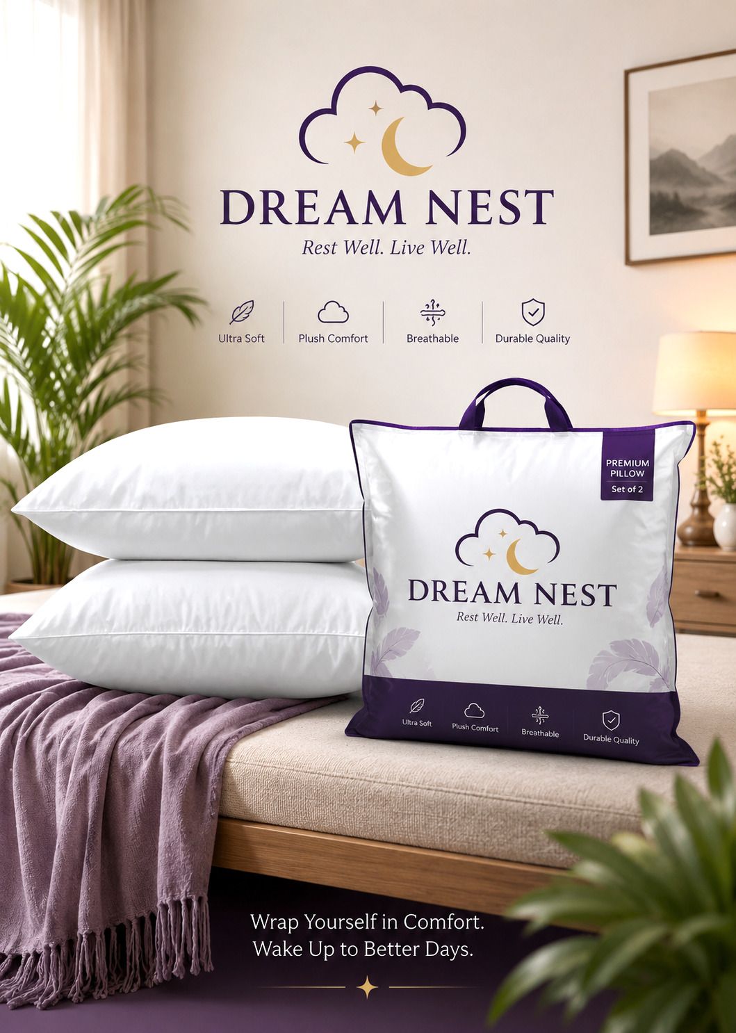 dreamnest Microfibre Sleeping Pillow Pack of 2 Abstract Luxury-picture-20