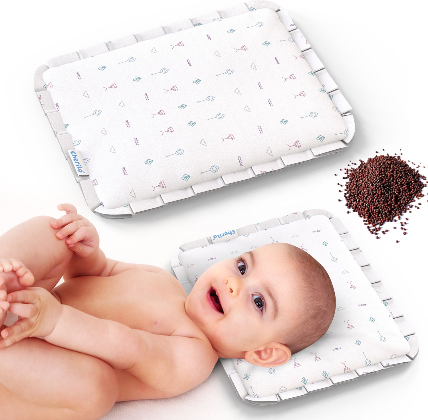 cherilo Mustard Pillow for Baby, Newborn Flat Head Prevention, Natural Rai Seed Filling, Mustard Seeds Abstract Baby Pillow Pack of 1-picture-15