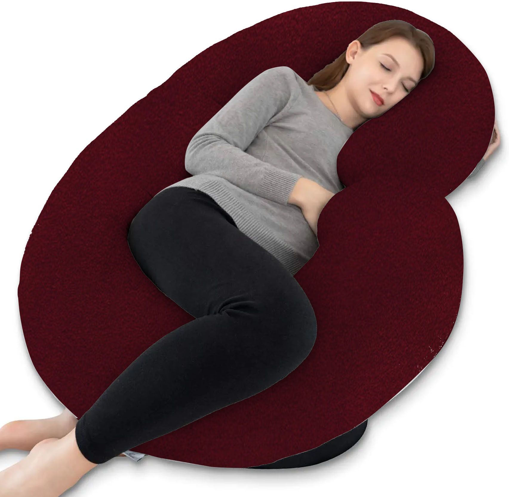 Polyester Fibre Pregnancy Pillow Pack of 1 Solid C SHAPE MATERNITY/PREGNANCY PILLOW-image-25