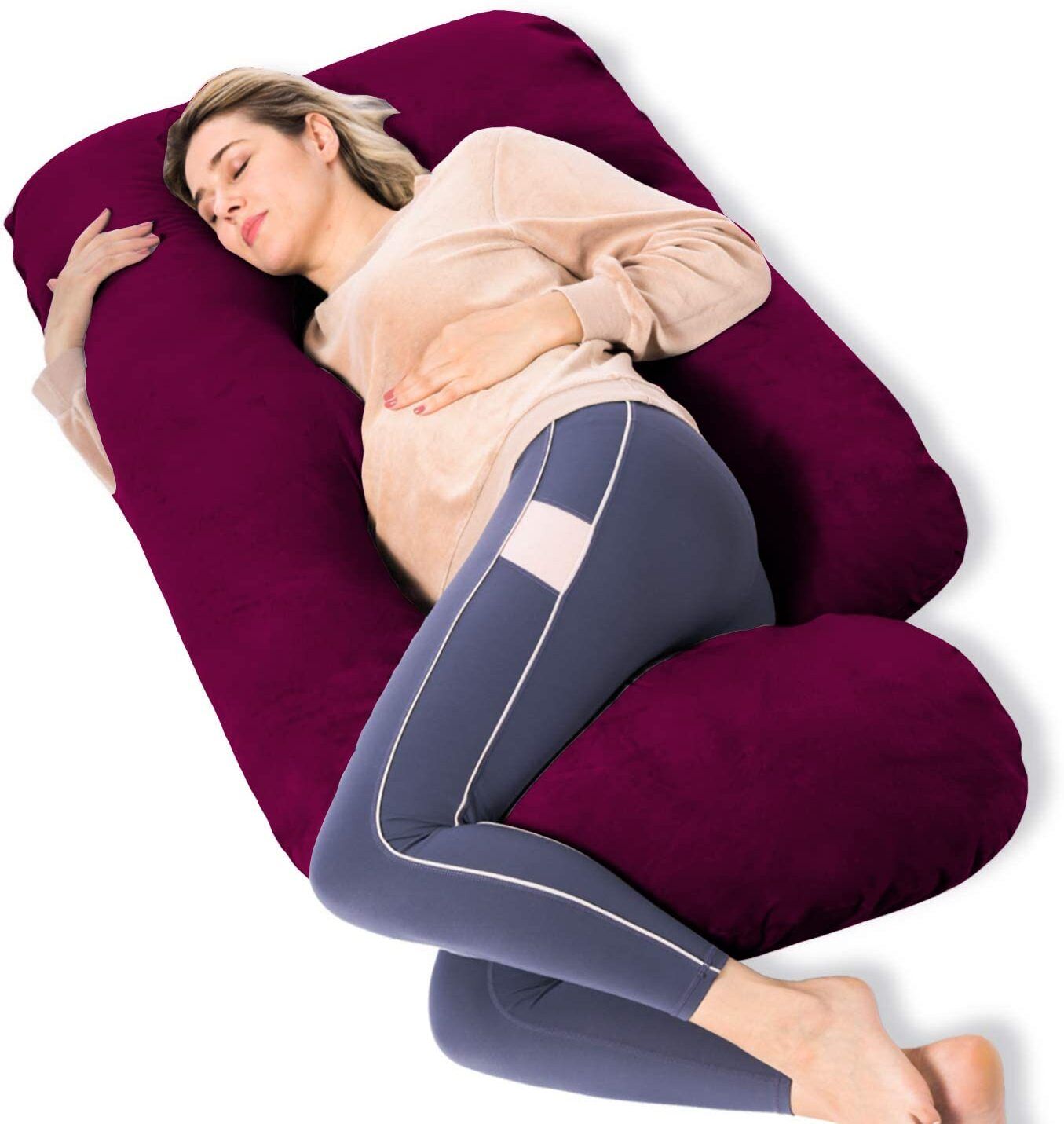 ultra soft j shaped pillow Microfibre, Polyester Fibre Solid Pregnancy Pillow Pack of 1-image-30