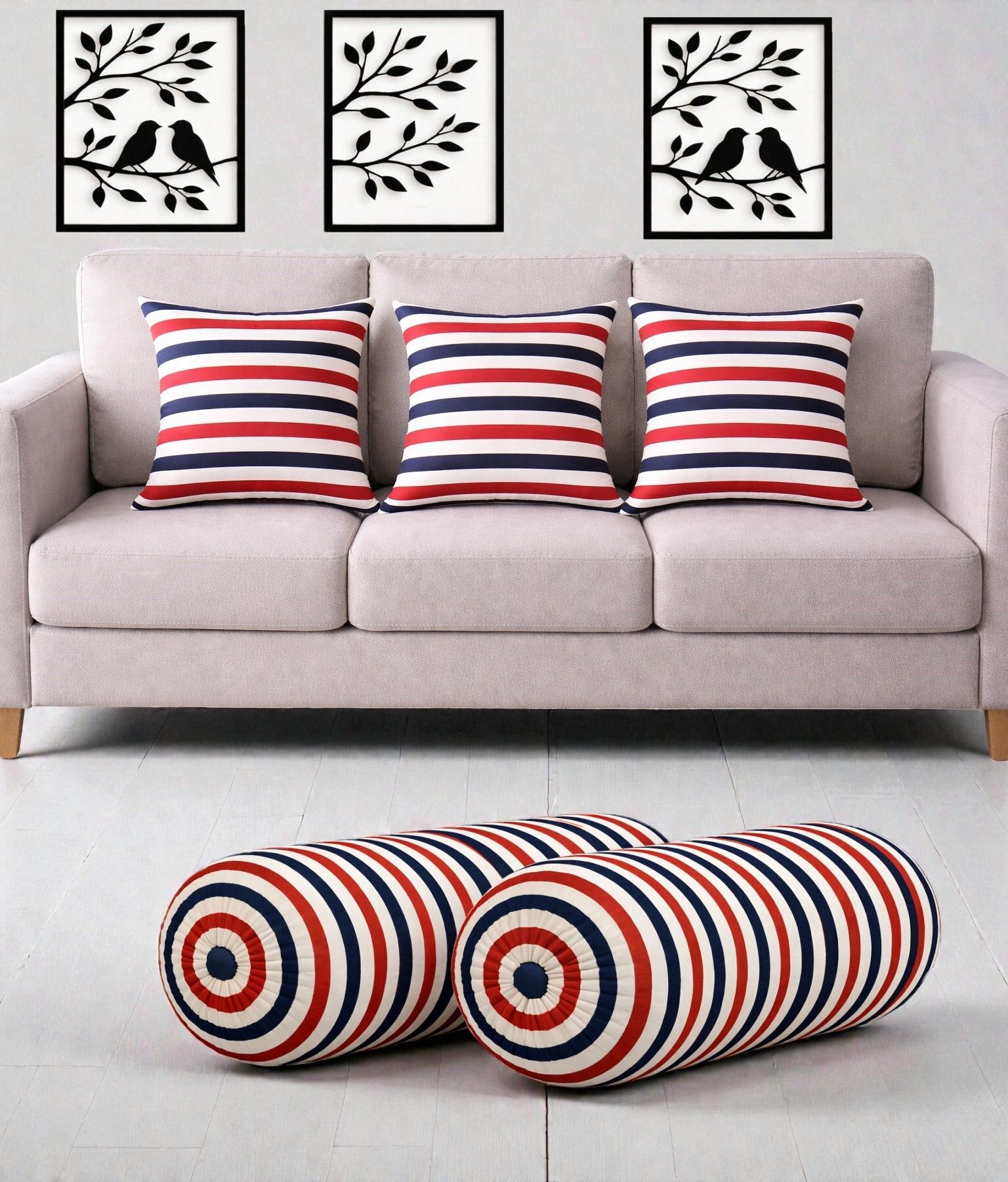changers Microfibre Bolster Pack of 5 Geometric Combo Set Of 3 Cushion And 2 Bolster-picture-49