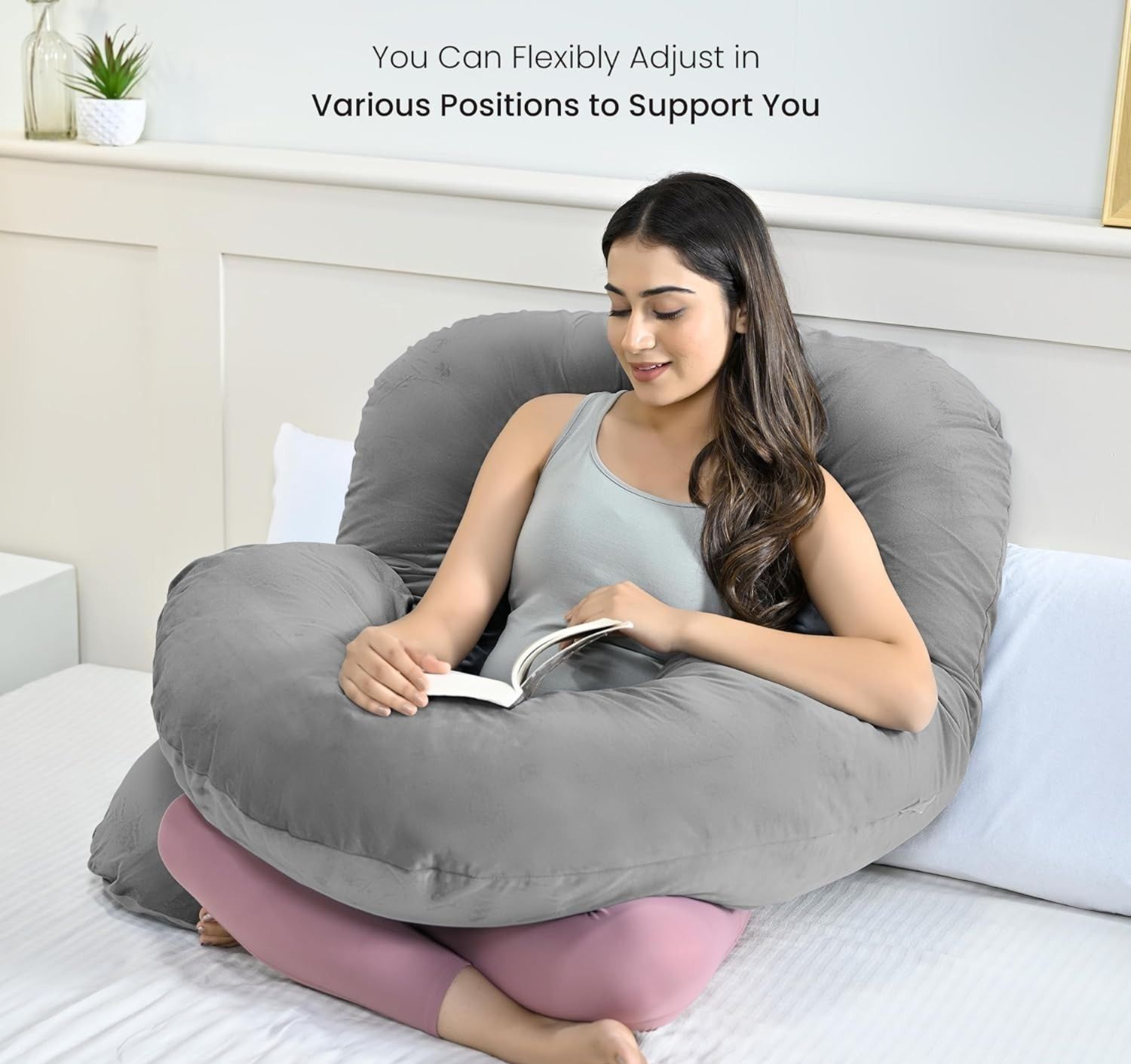 prifarodo Pregnancy G Shape for Pregnant/Maternity Back Pain Relief, HIPS & Belly Support Microfibre Solid Pregnancy Pillow Pack of 1-picture-18