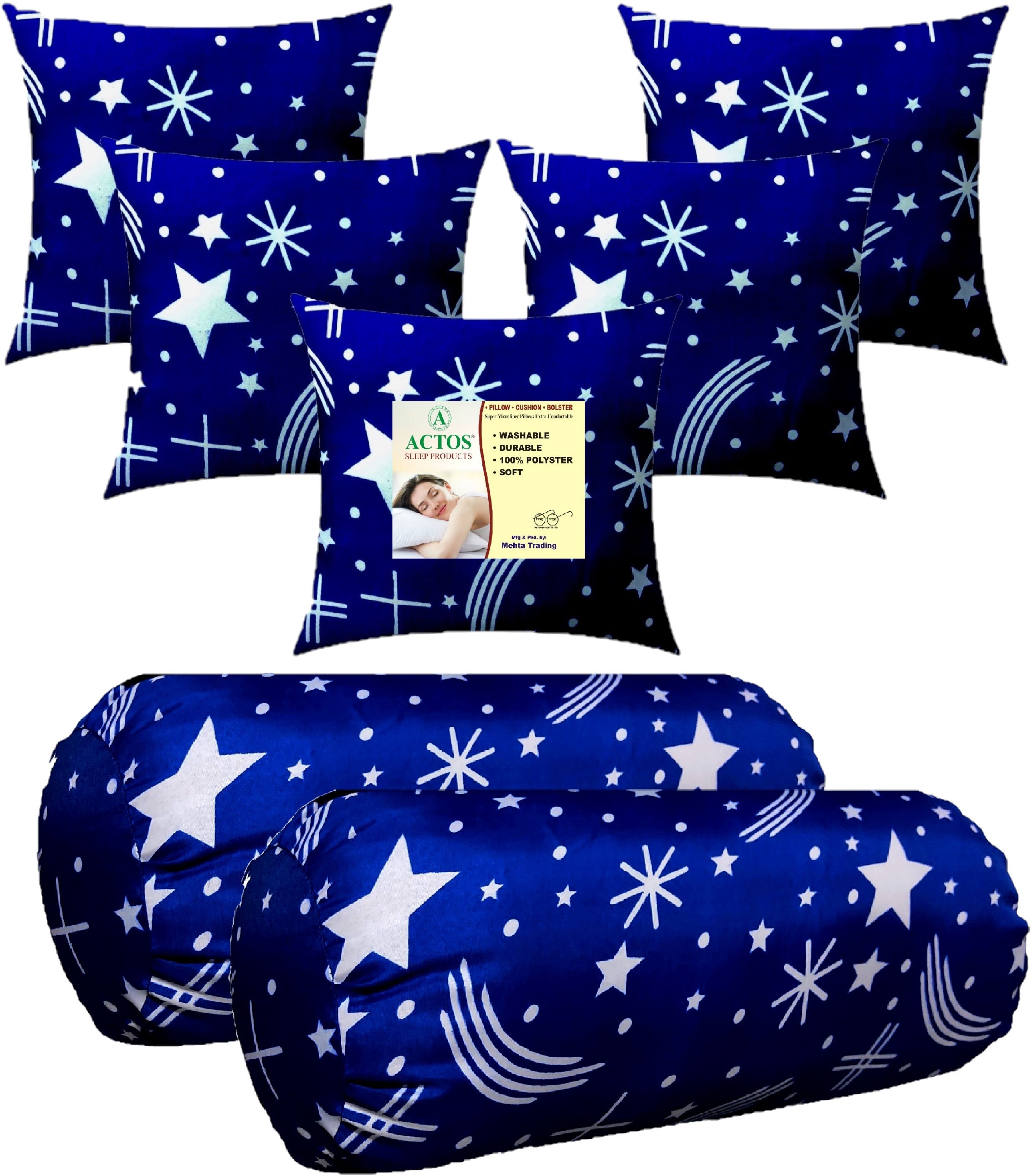 actos 5 Cushion And 2 Microfibre Abstract Bolster Pack of 7-picture-17