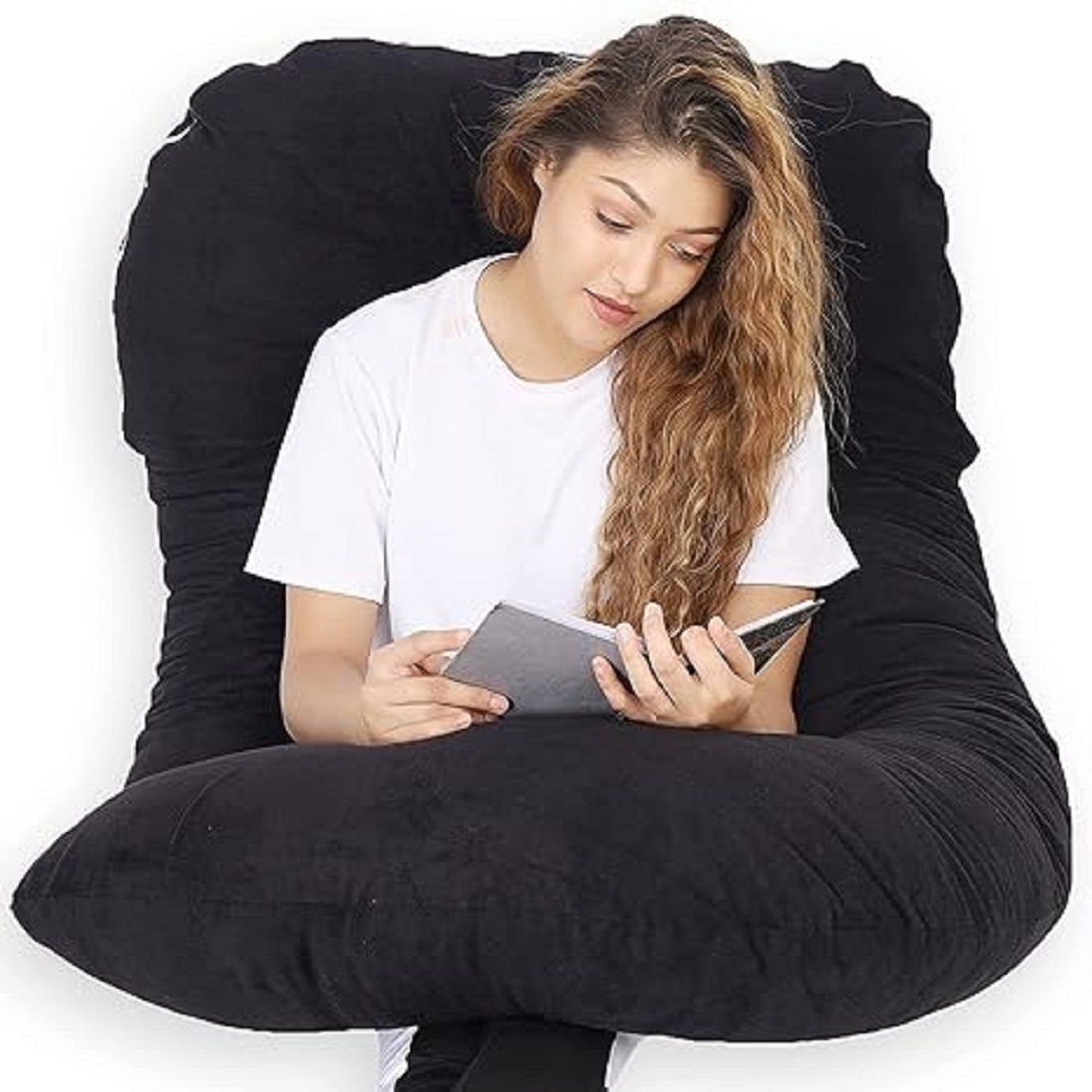wild mint J SHAPE Microfibre Solid Pregnancy Pillow Pack of 1-picture-13