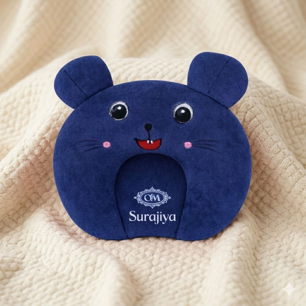 Microfibre, Mustard Seeds Baby Pillow Pack of 1 Animals SUPER SOFT MUSTURD SEED FILLING BABY HEAD SHAPER PILLOW-image-33