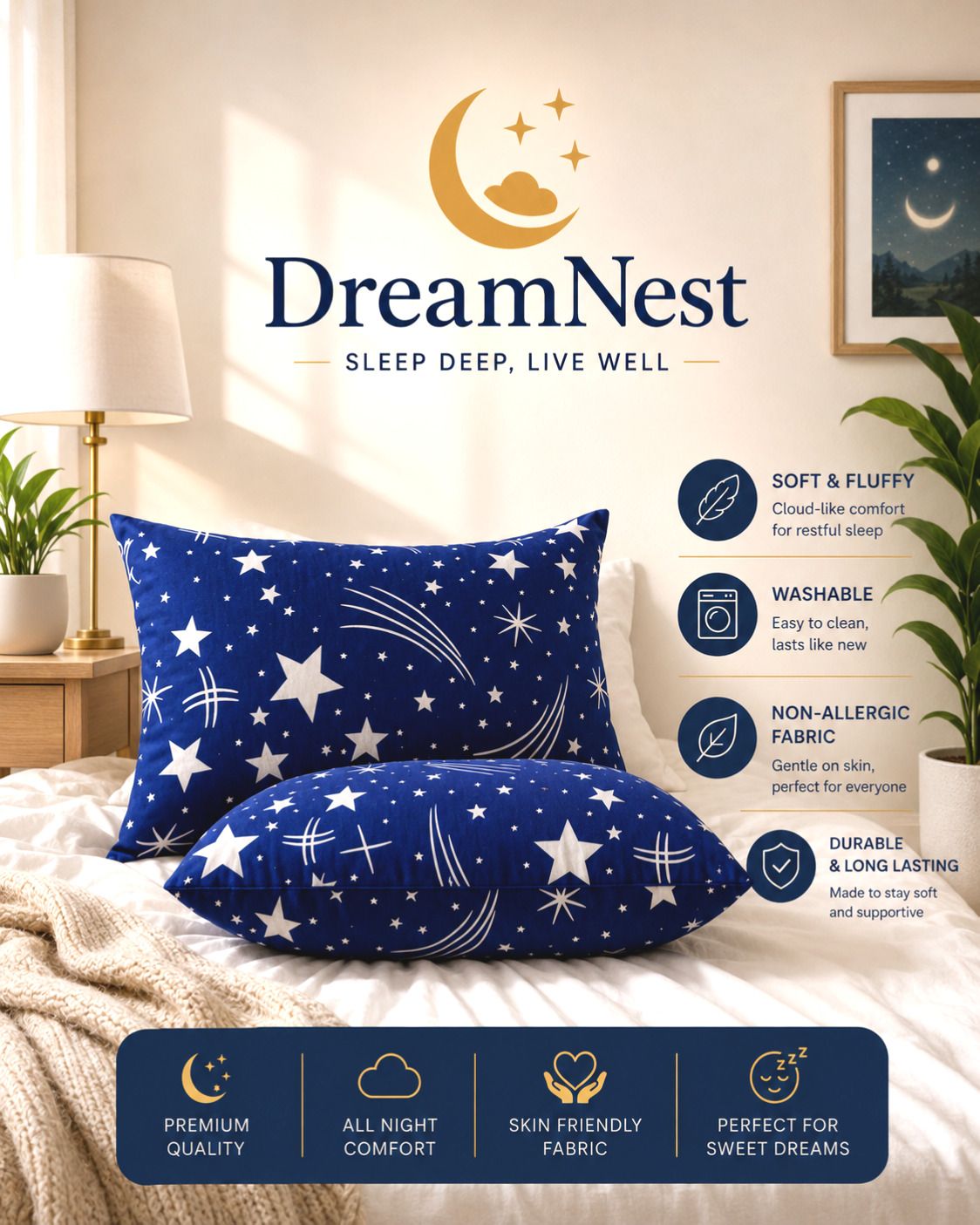 dreamnest Microfibre Sleeping Pillow Pack of 2 Abstract Luxury-picture-5